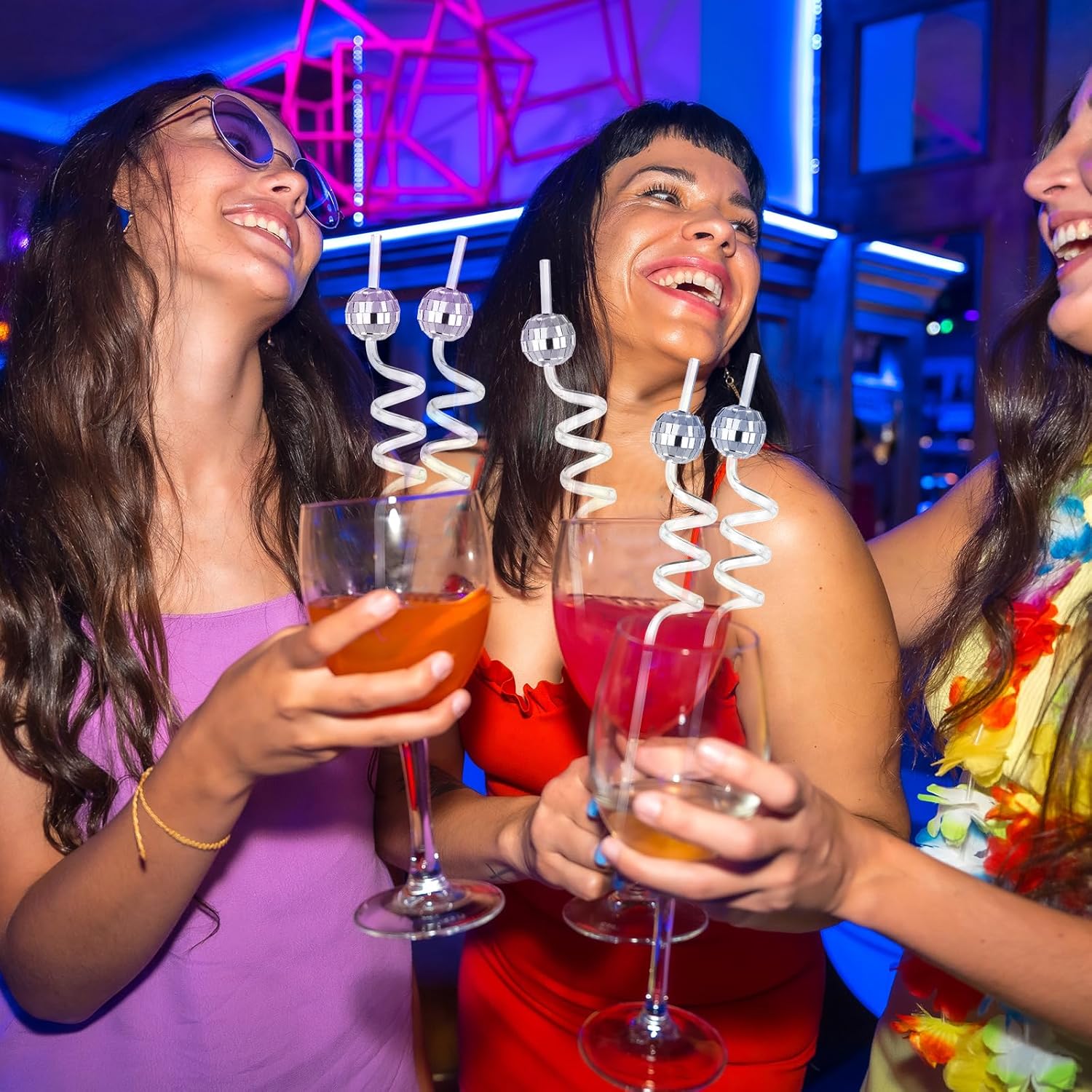 40 Pieces Disco Ball Straws 70s Mirror Disco Decorative Silver Straws Mini Disco Straw Decor Disco Party Decorations for Dance Holiday Wedding Birthday Supplies