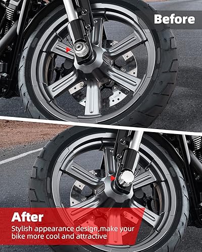 Miniatura 7 de Amazicha Tapas cromadas para tuercas de eje delantero Tapas de tuercas de eje compatibles con Harley Davidson Sportster Touring Electra Glide Street