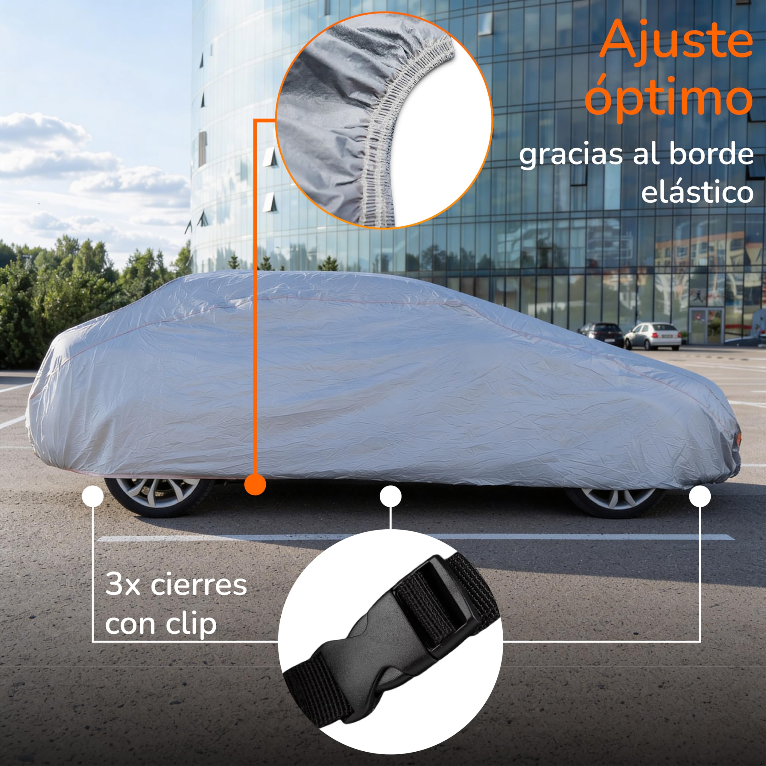 Upgrade4cars Funda Coche Exterior Versión 2026 Impermeable | Funda Completa para Todo el Año | Lona Universal para SUV - M (455 × 190 × 150 cm)