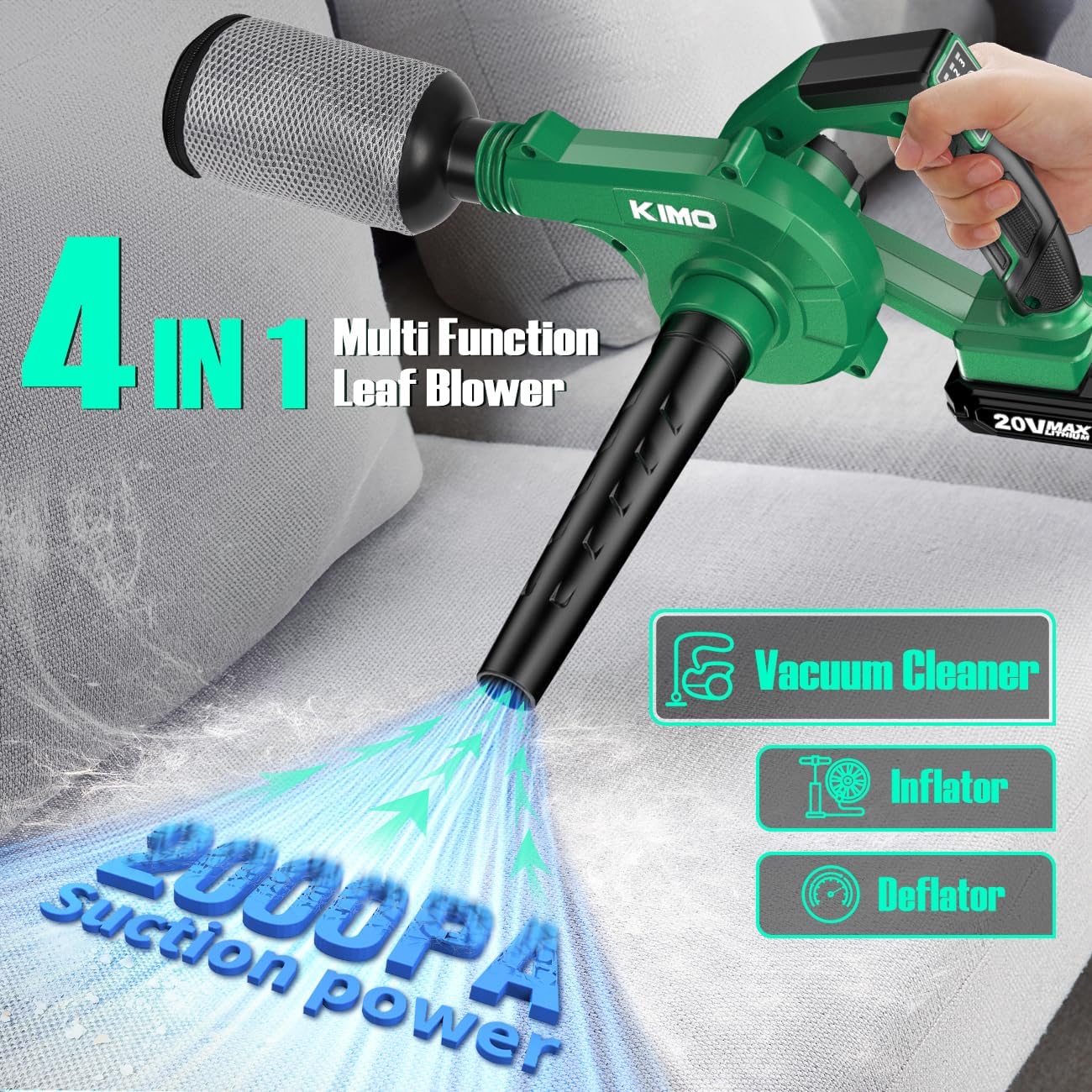 K I M O. Leaf Blower Cordless with 2.0 Battery and Charger - Image 2