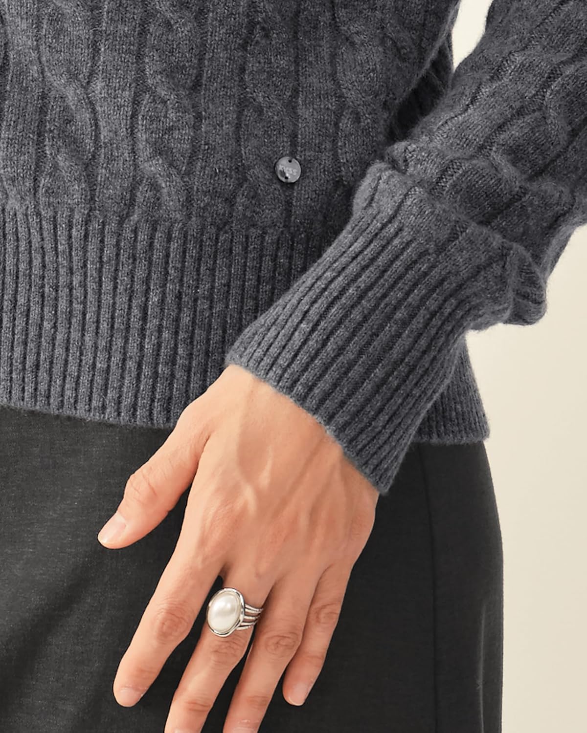 KVSS 100% Pure Cashmere Cardigan for Women Cable-Knit Crewneck Button Up Cardigan Sweaters | Luxury from Inner Mongolia - Image 4