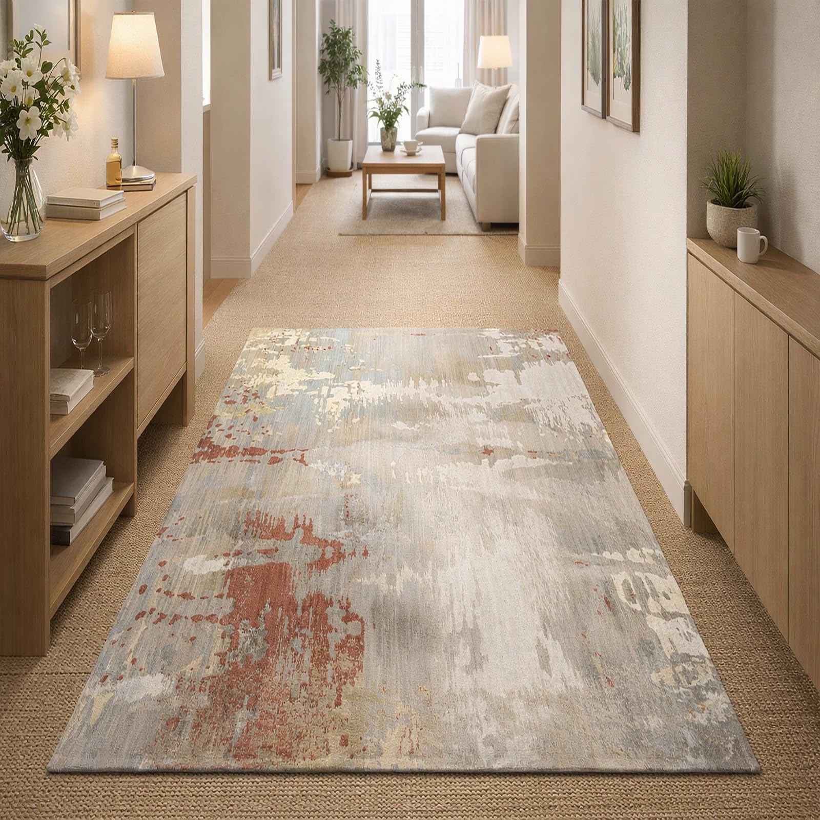 Tapis de chambre et salle à manger gris abstrait moderne 120x180