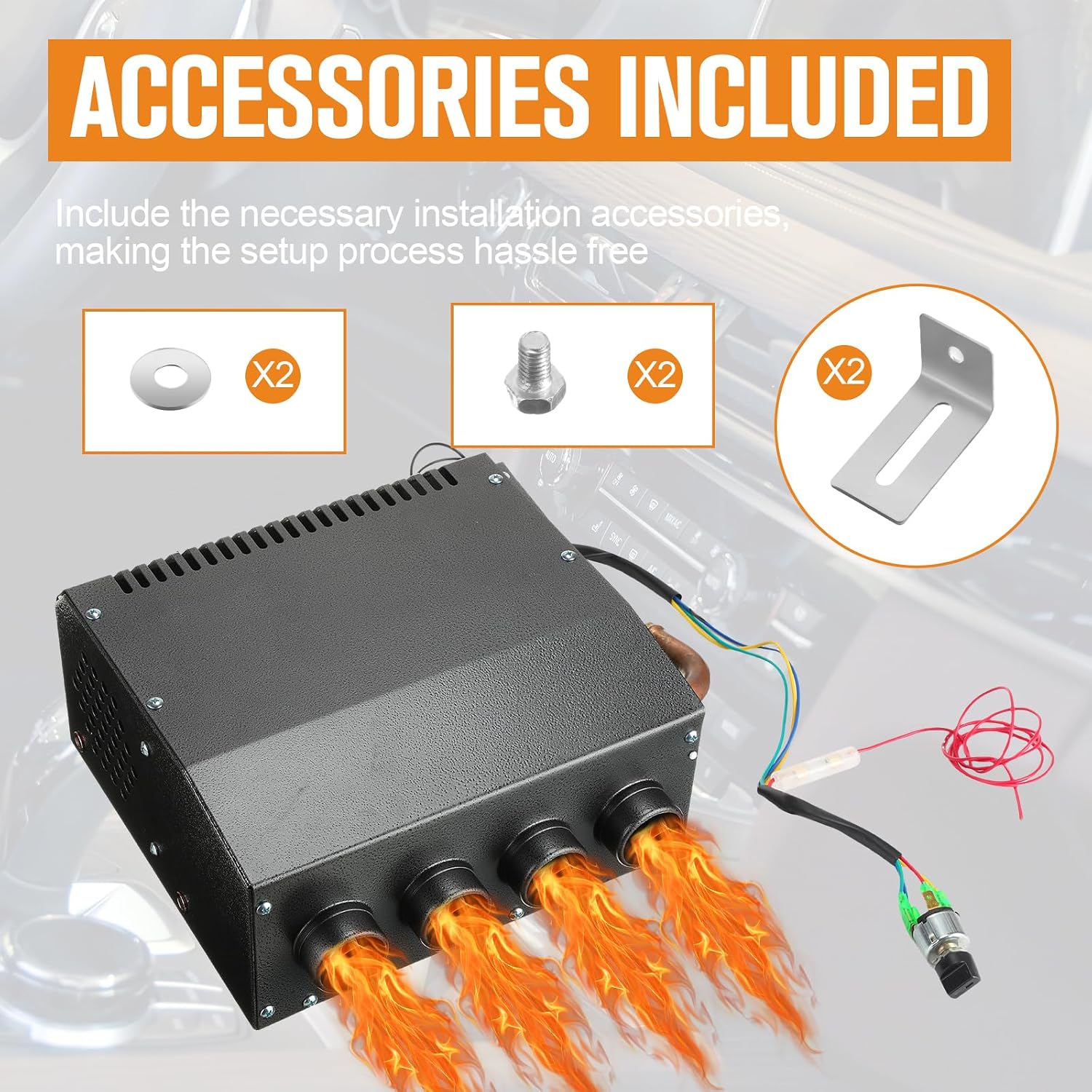 12 Volt Car Heater Defroster 4 Ports Portable Windshield Defogger Defroster Fast Heating Heater Kit for Truck Car Automobile Windscreen Winter