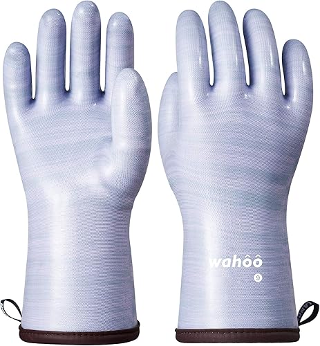 LANON Protection Wahoo Guantes de silicona líquida para horno ahumador, grado de contacto con alimentos, guantes resistentes al calor para cocinar,
