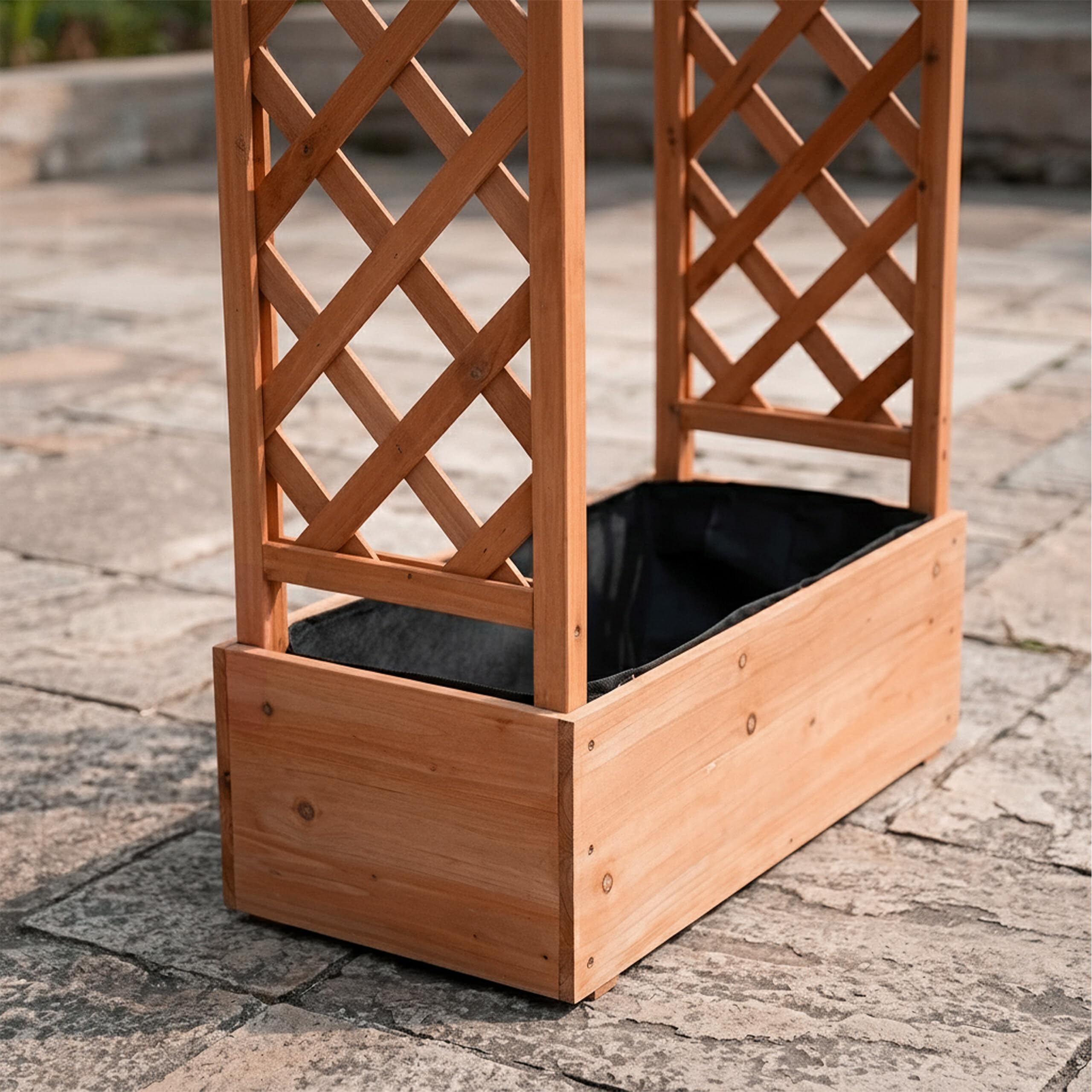 Jardinera Relaxdays con celosía y Techo, 114x100x44 cm, macetero para balcón y jardín, Madera, marrón