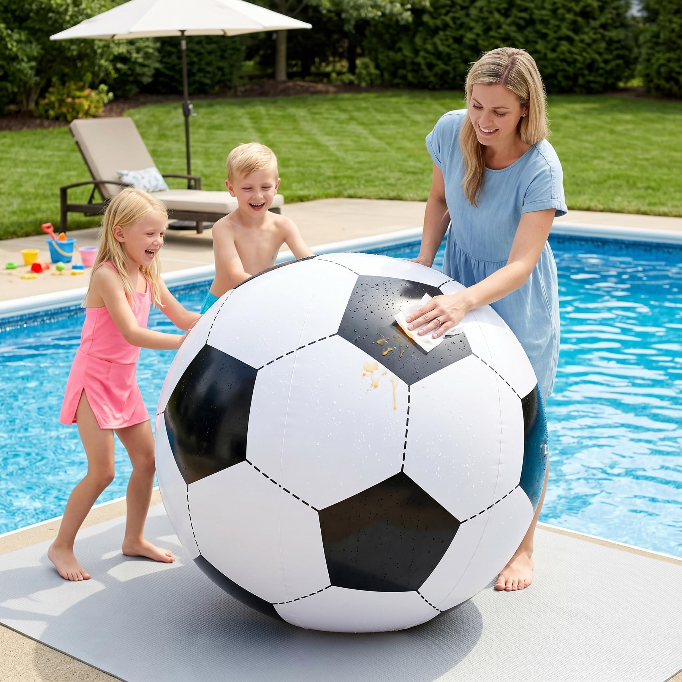 Palloni da calcio gonfiabili da 2 pezzi, palloni gonfiabili giganti da 47 pollici in PVC spesso per divertimento in piscina all'aperto giardino sulla spiaggia