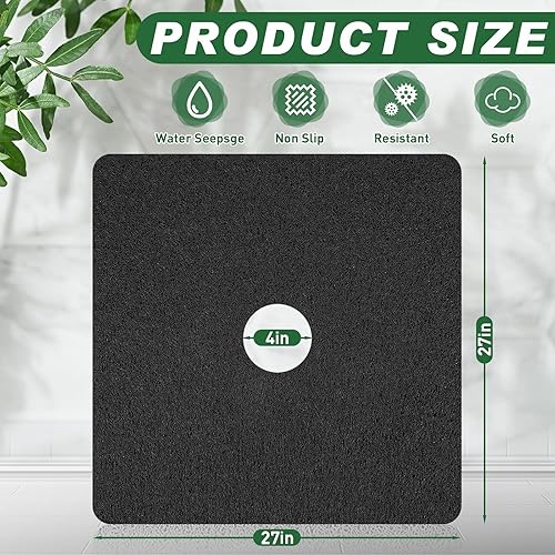 Miniatura 2 de Tapete de ducha antideslizante, 27 x 27 pulgadas, tapete de baño extra grande con drenaje, tapete cuadrado suave para ducha de lufa, tapete de