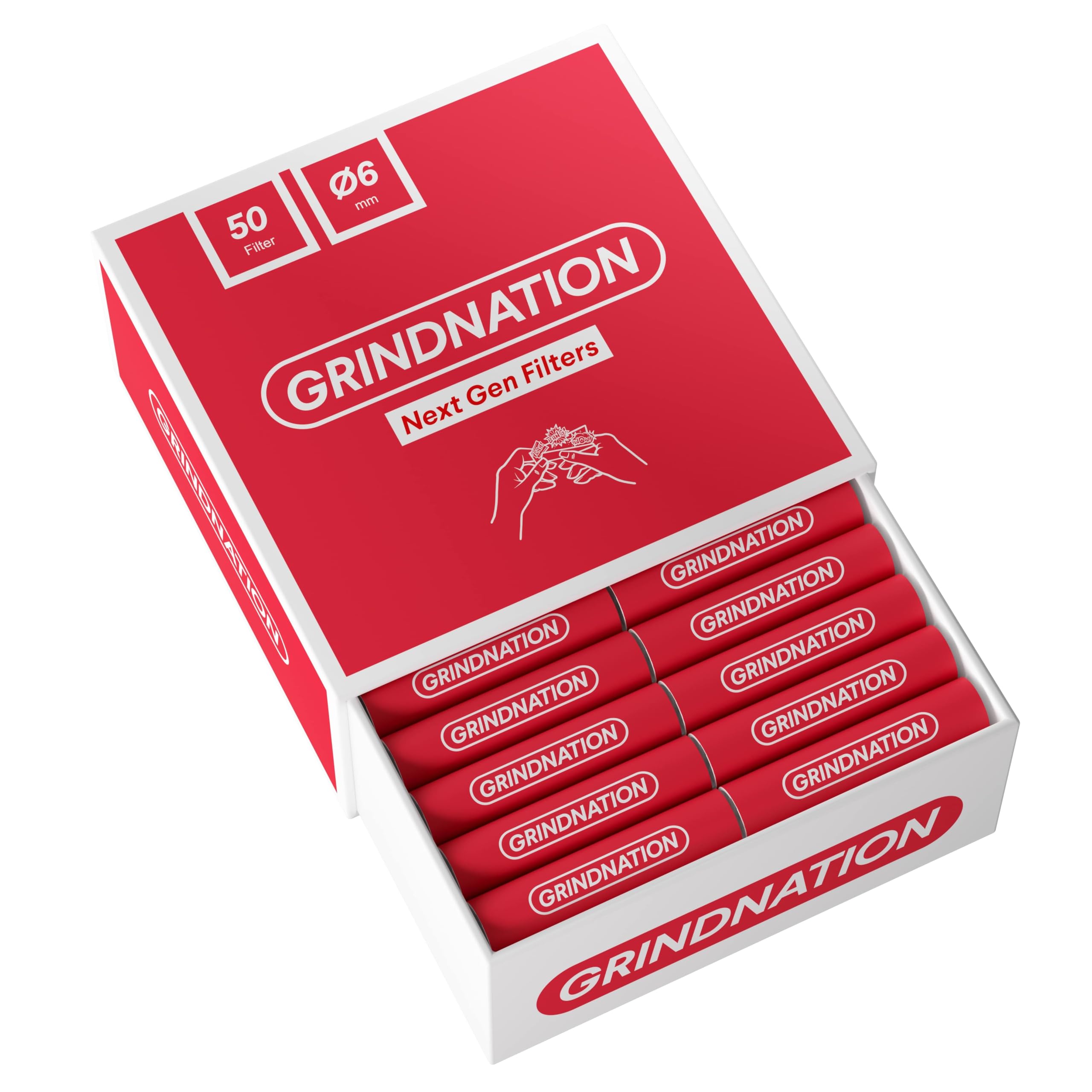 GRINDNATION Next Gen - Filtros de carbón activado con filtro de celulosa, 6 mm, 100 unidades, carbón activado de cáscara de coco