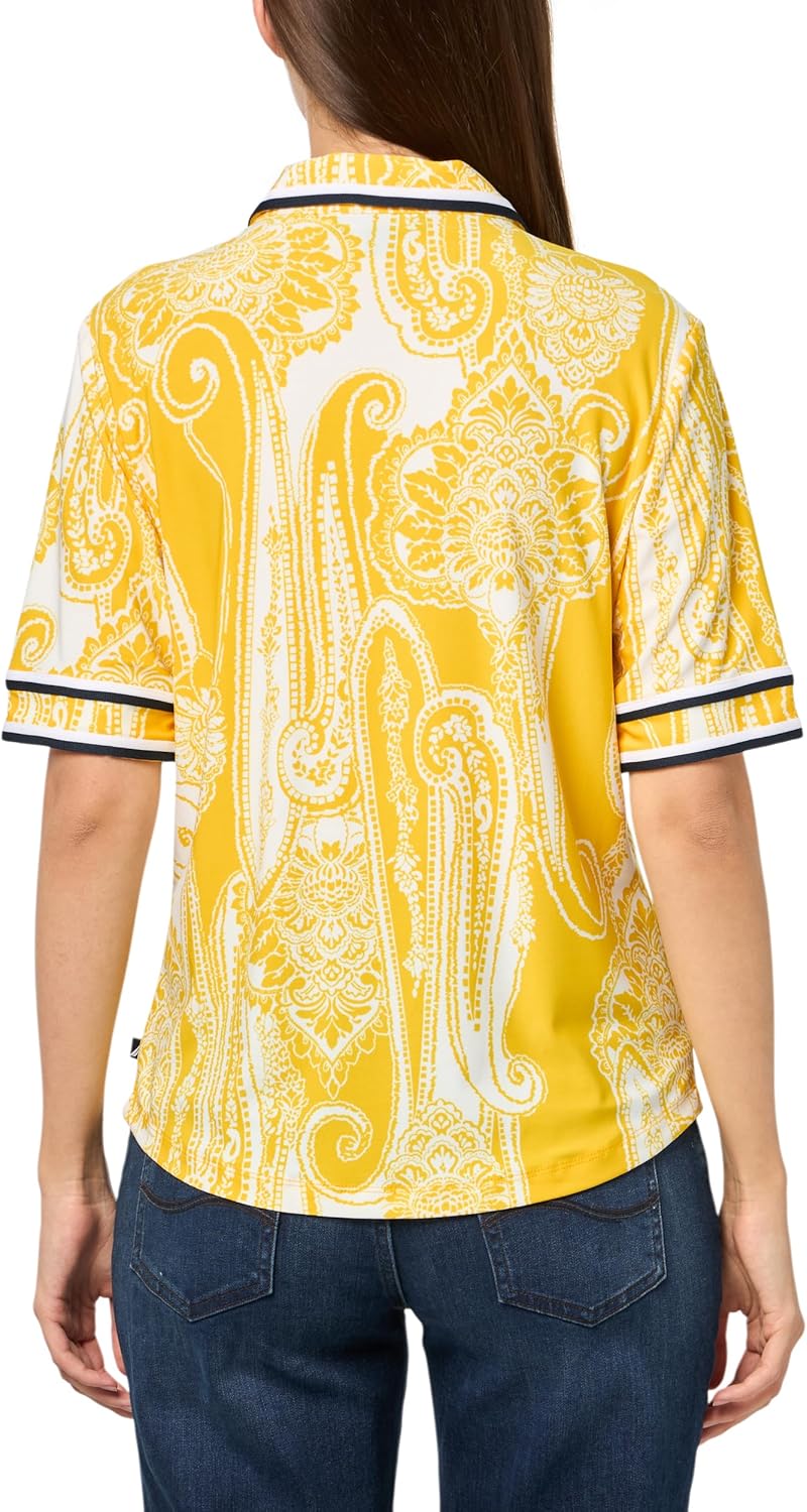 Nautica Womens Short Sleeve Knit Paisley Print Collared Polo - Image 2