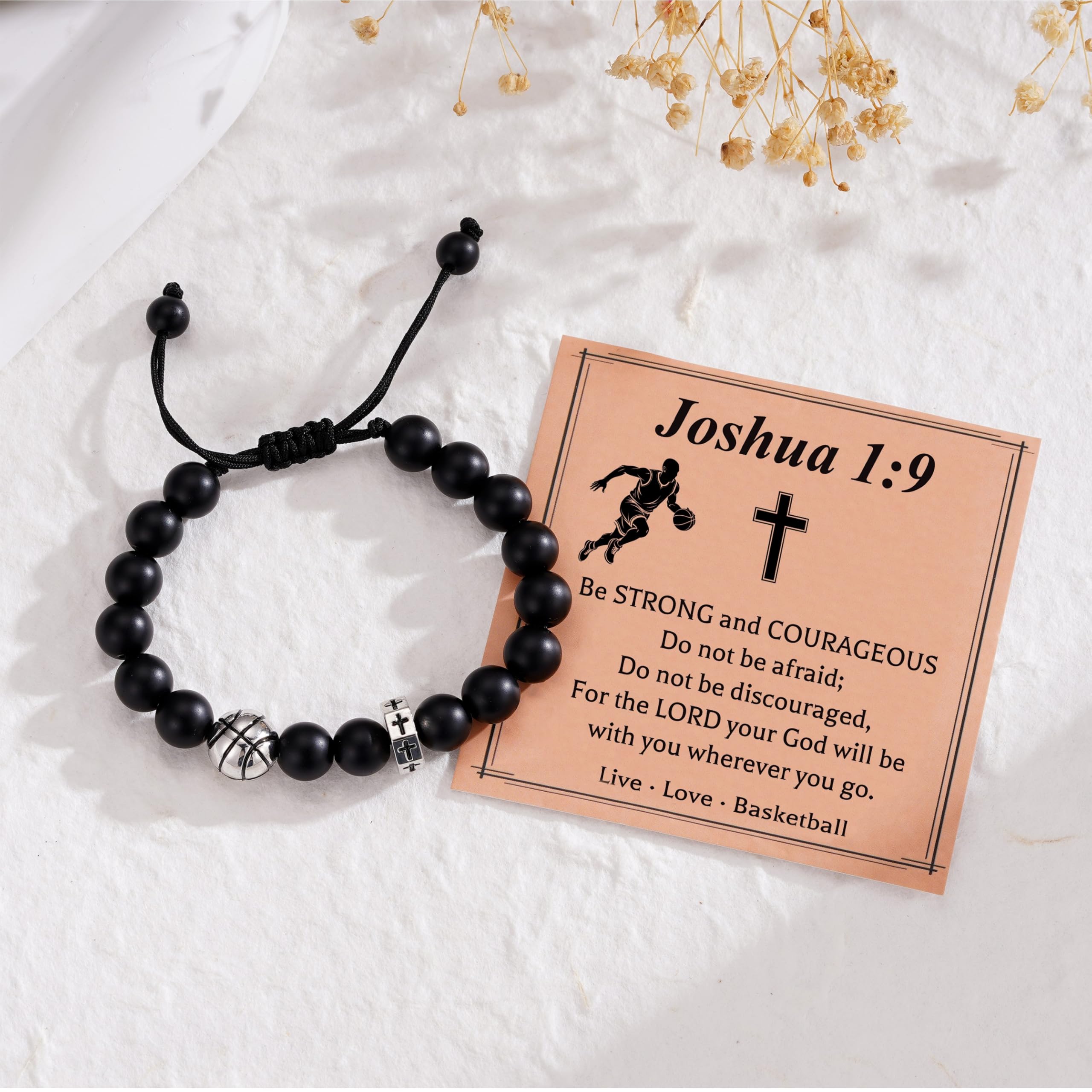 Stocking Stuffers Christmas Gift- Baseball/Basketball/Football/Soccer Bracelet for Boys Cross Beaded Bracelet Gifts for Son Grandson Players Team Fan Friends,Birthday Christmas Gifts for Men Boys