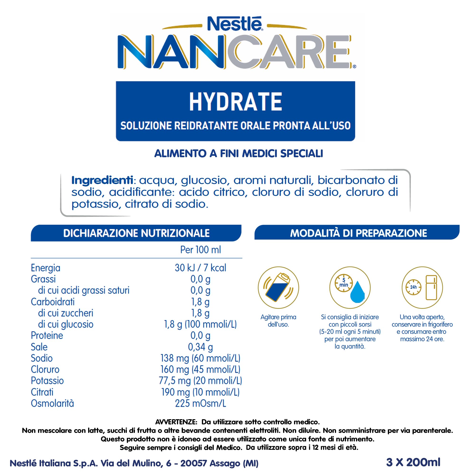 Nestlé NANCARE HYDRATE - Suero Líquido 3x200ml