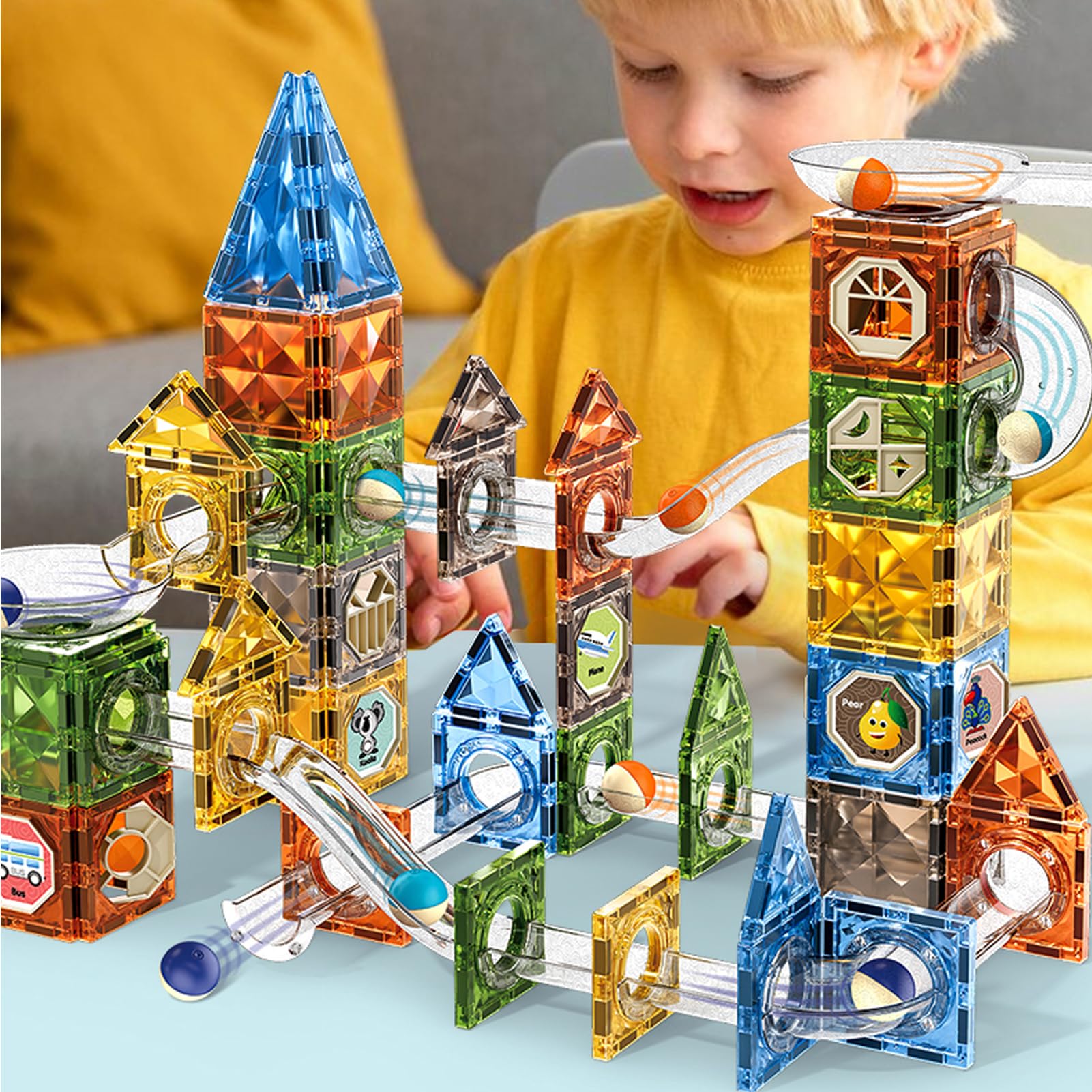SCBOY Bloc Construction magnetique 90 pièces Montessori Jouets magnétiques Circuit Billes Jouets magnétiques pour Enfants Filles et garçons Cadeau SCBOY Bloc Construction magnetique 90 pièces Montessori Jouets magnétiques Circuit Billes Jouets magnétiques pour Enfants Filles et garçons Cadeau