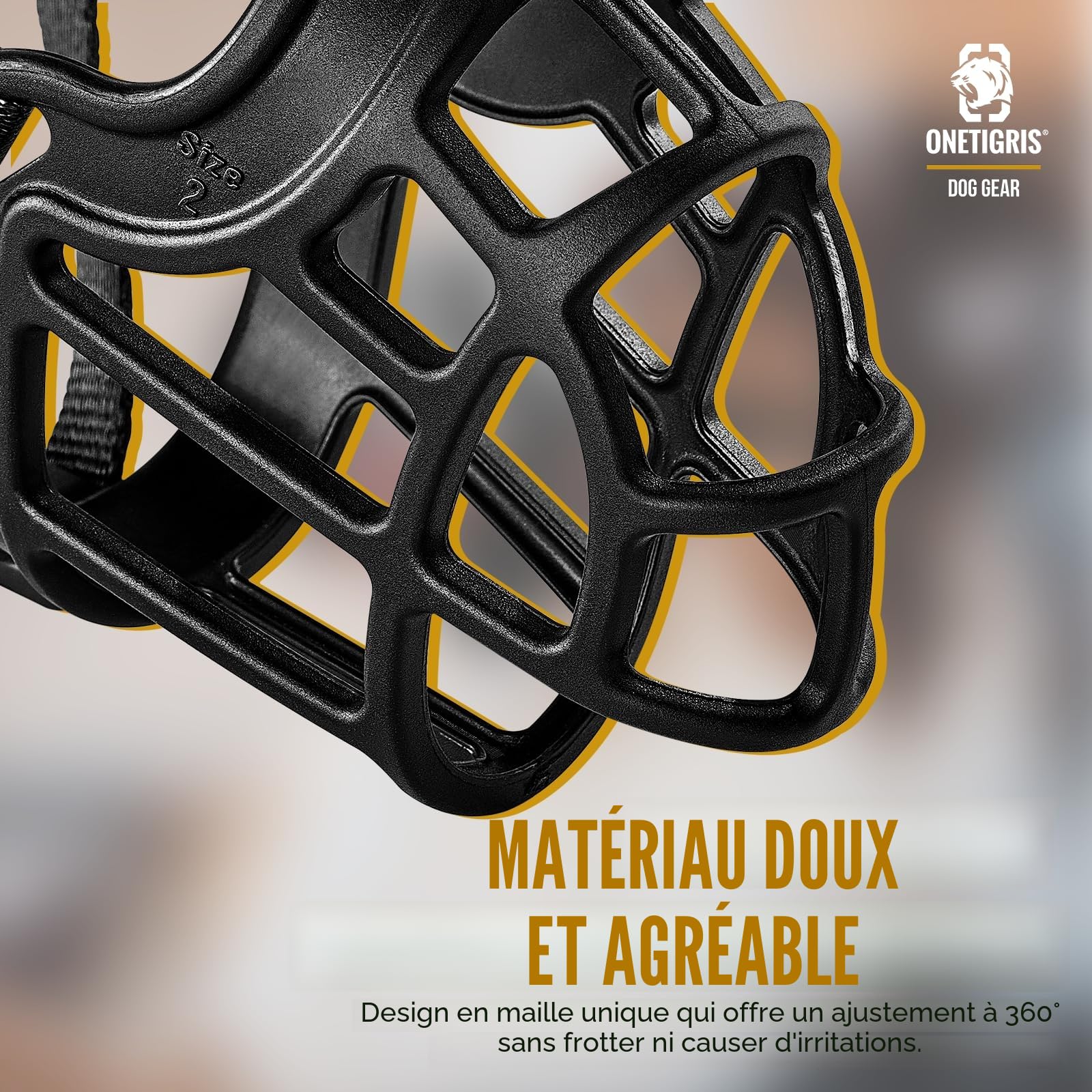 OneTigris Muselière souple pour chiens en caoutchouc résistant avec sangle réglable Convient pour les chiens de moyenne et grande taille Prévention des aboiements et morsures - Taille XL (5)