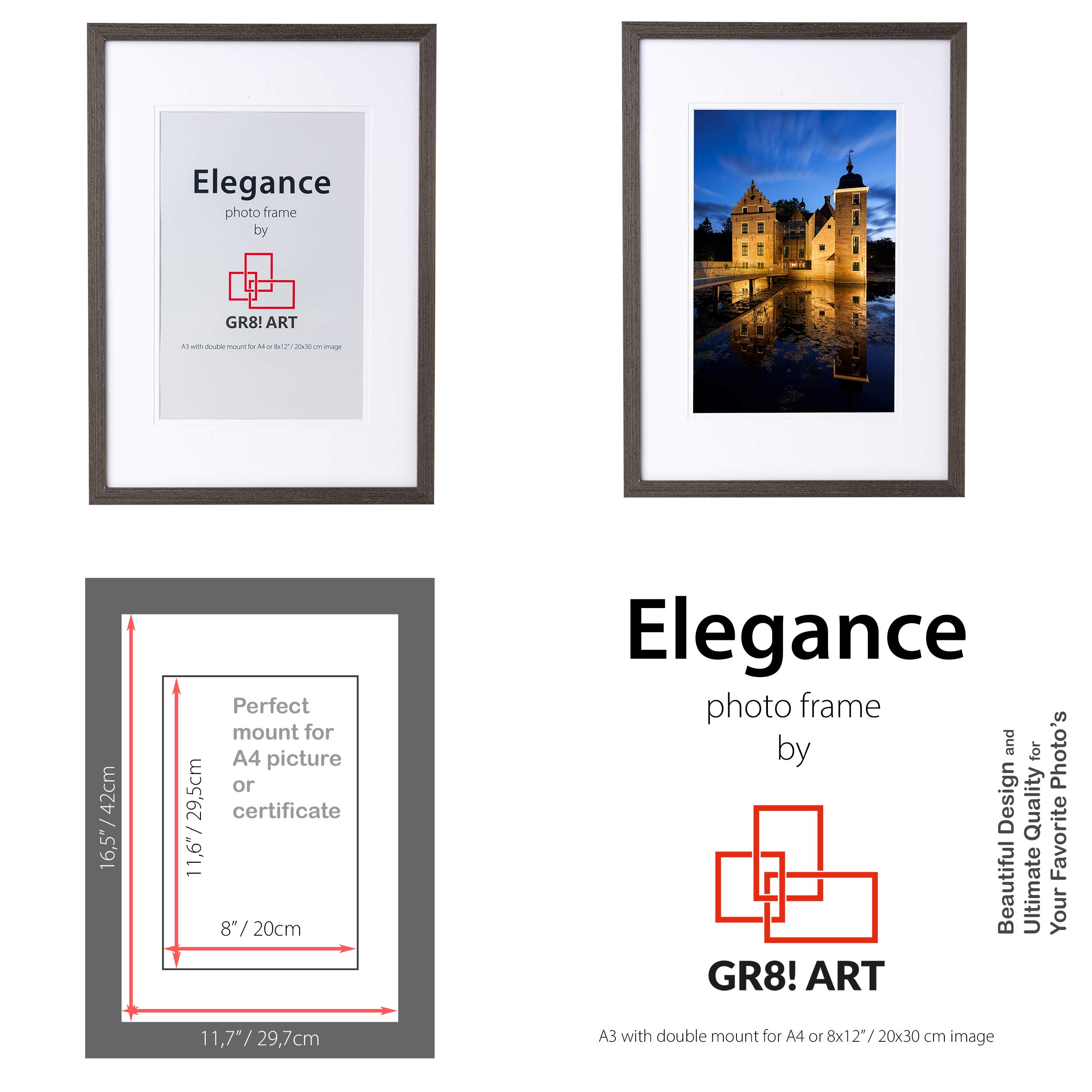 Buy GR8! ART Elegance A3 Picture Frame with mount for A4 or 12x8