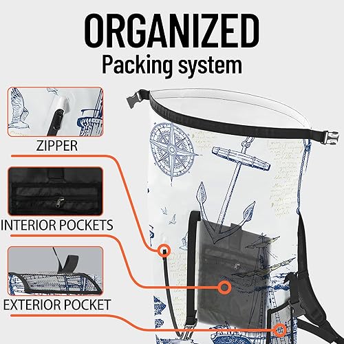 Miniatura 5 de Bolsa seca impermeable resistente para kayak, senderismo, ancla, faro náutico, mochila con cierre enrollable, mochila impermeable para teléfono,