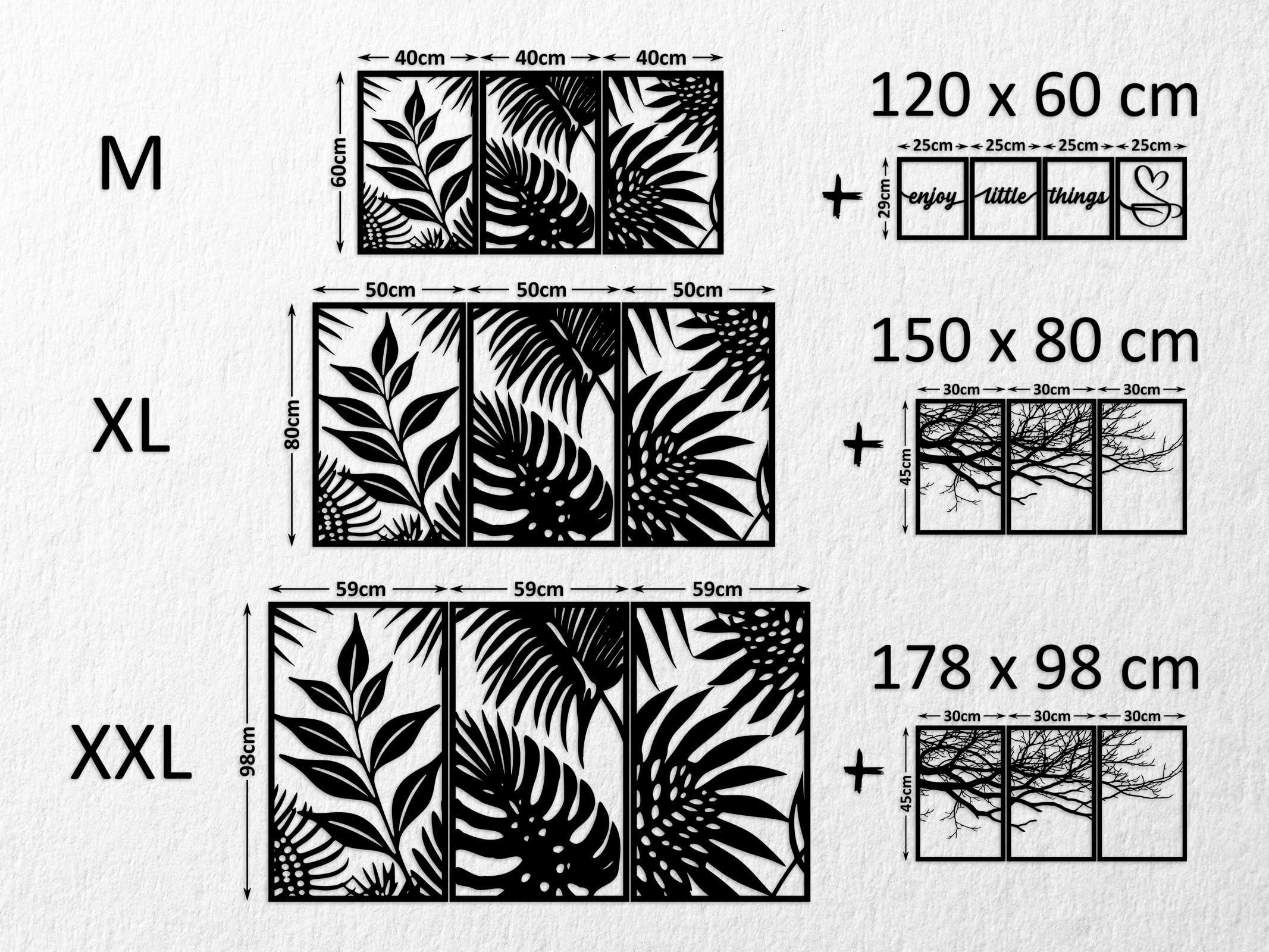 Kajaro Feuille Tableau Mural Bois 3 pièces, 1500x800 mm