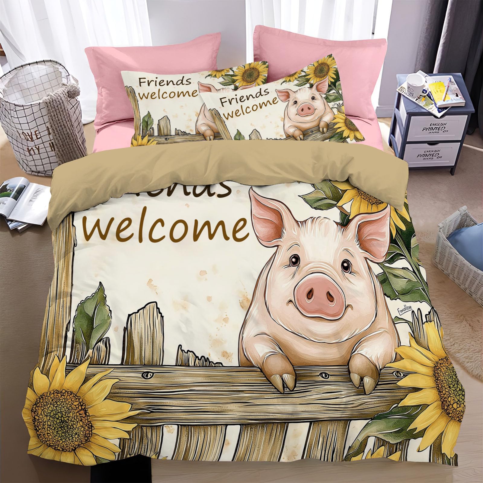 Housse de couette 200x200 animaux douce contre peau sensible
