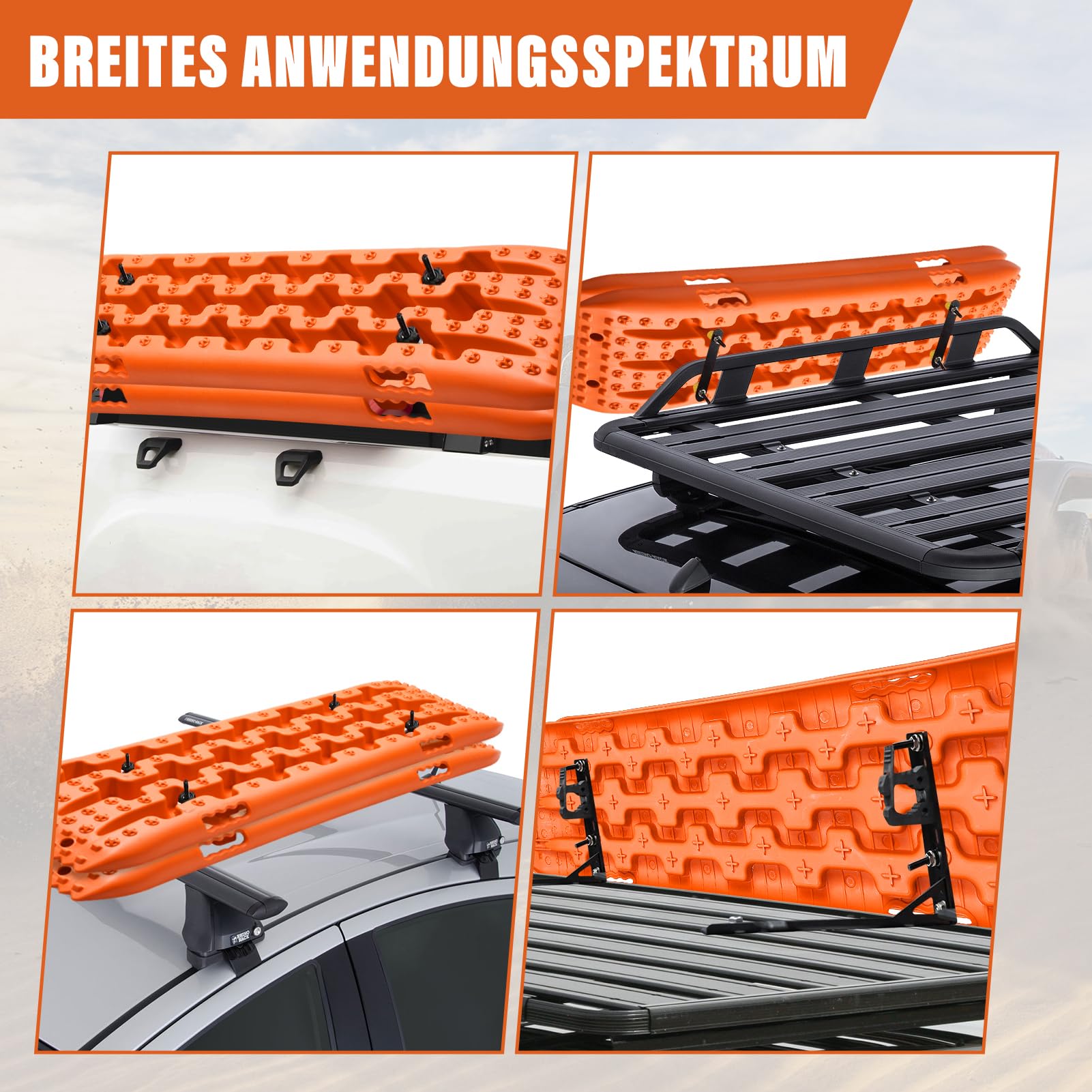 SandblechecheWohnmobil Juego de 2 placas de tracción y ayuda de arranque todoterreno para SUV, camiones y 4 x 4, capacidad de carga de 10 toneladas, antideslizante en barro, arena y nieve, plástico PP