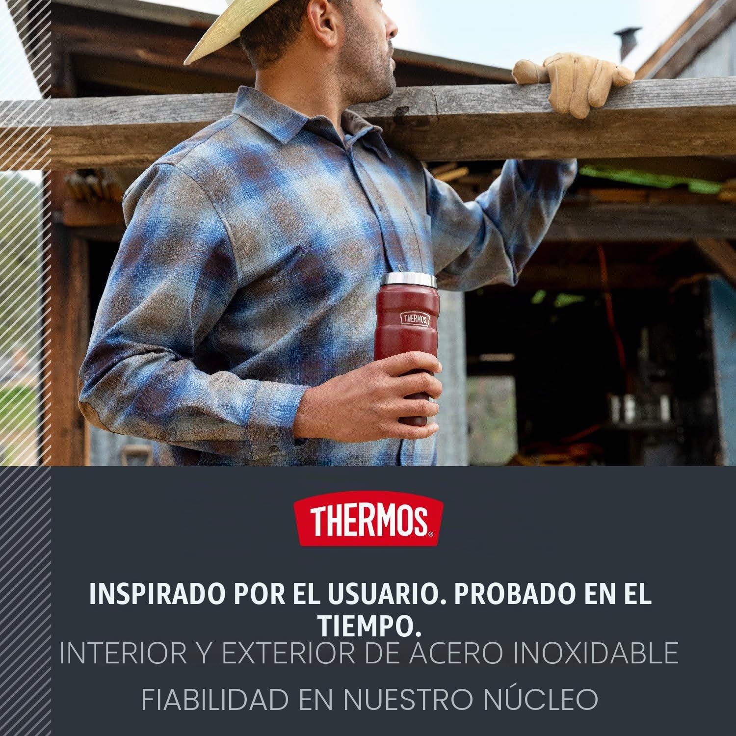 Thermos Vaso de viaje de acero inoxidable King, 1 unidad (paquete de 1), azul mate