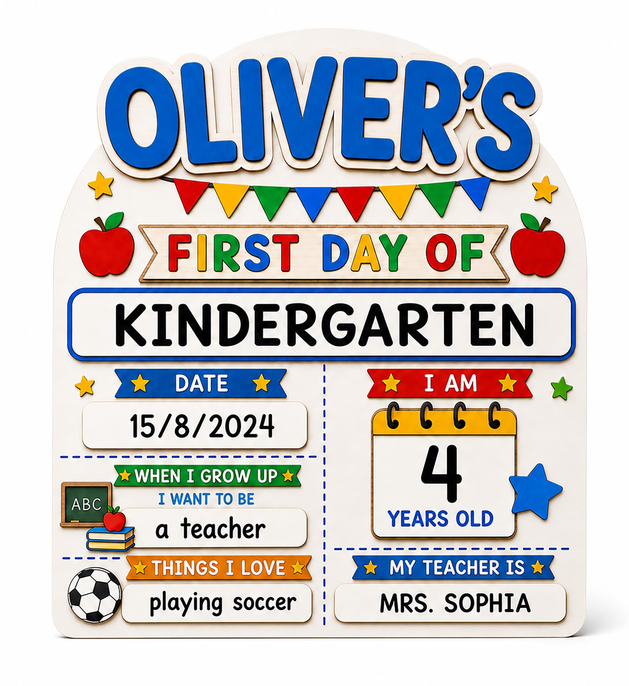 QuindaUKCustom First Day of School Sign Board, Personalised Back to School Photo Prop for Preschool Kindergarten, 1st Day and Last Day School Milestone Board For Girls & Boy D1