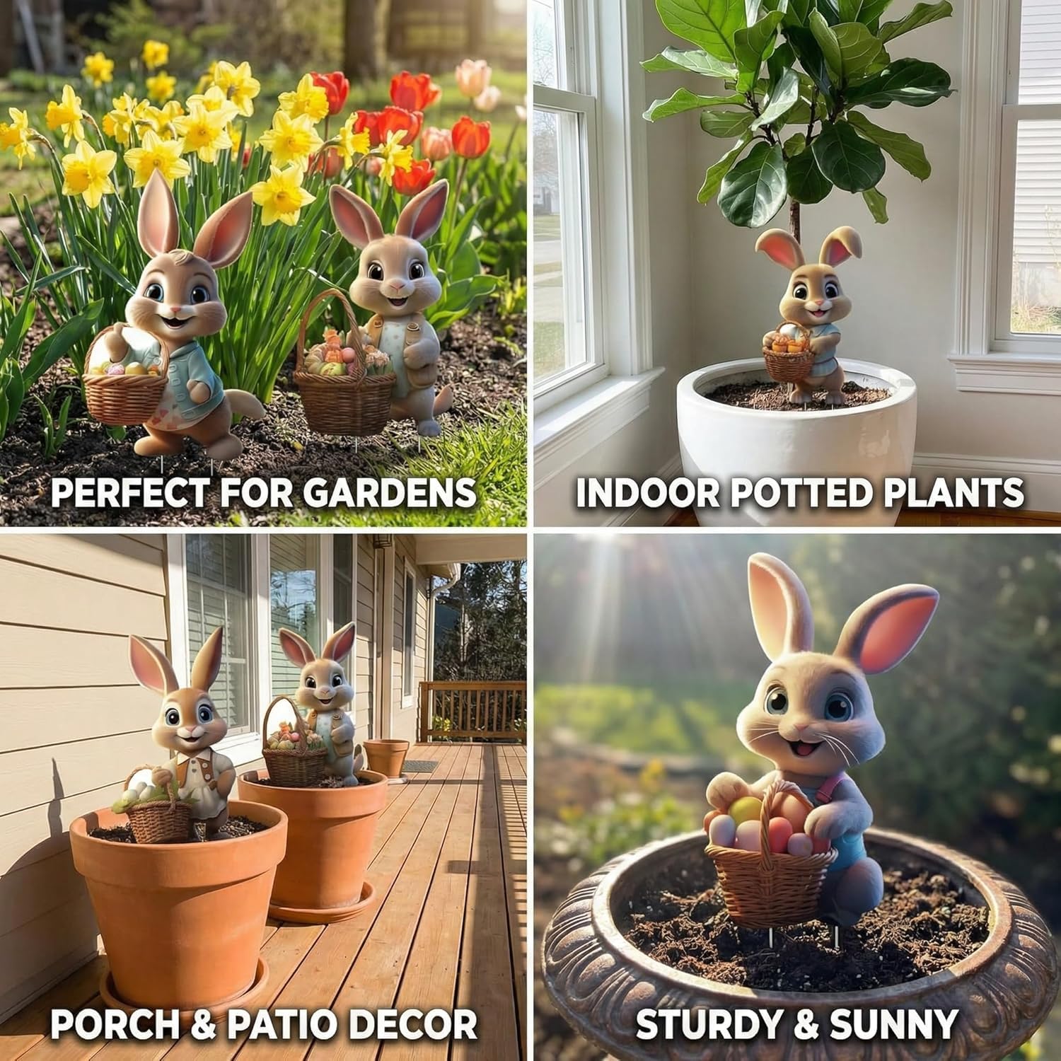 Señal decorativa de conejos de Pascua para jardín, carteles publicitarios 2D de Pascua, estacas para huevos de Pascua, letrero de granja para decoración de jardín, gran decoración de Pascua al aire