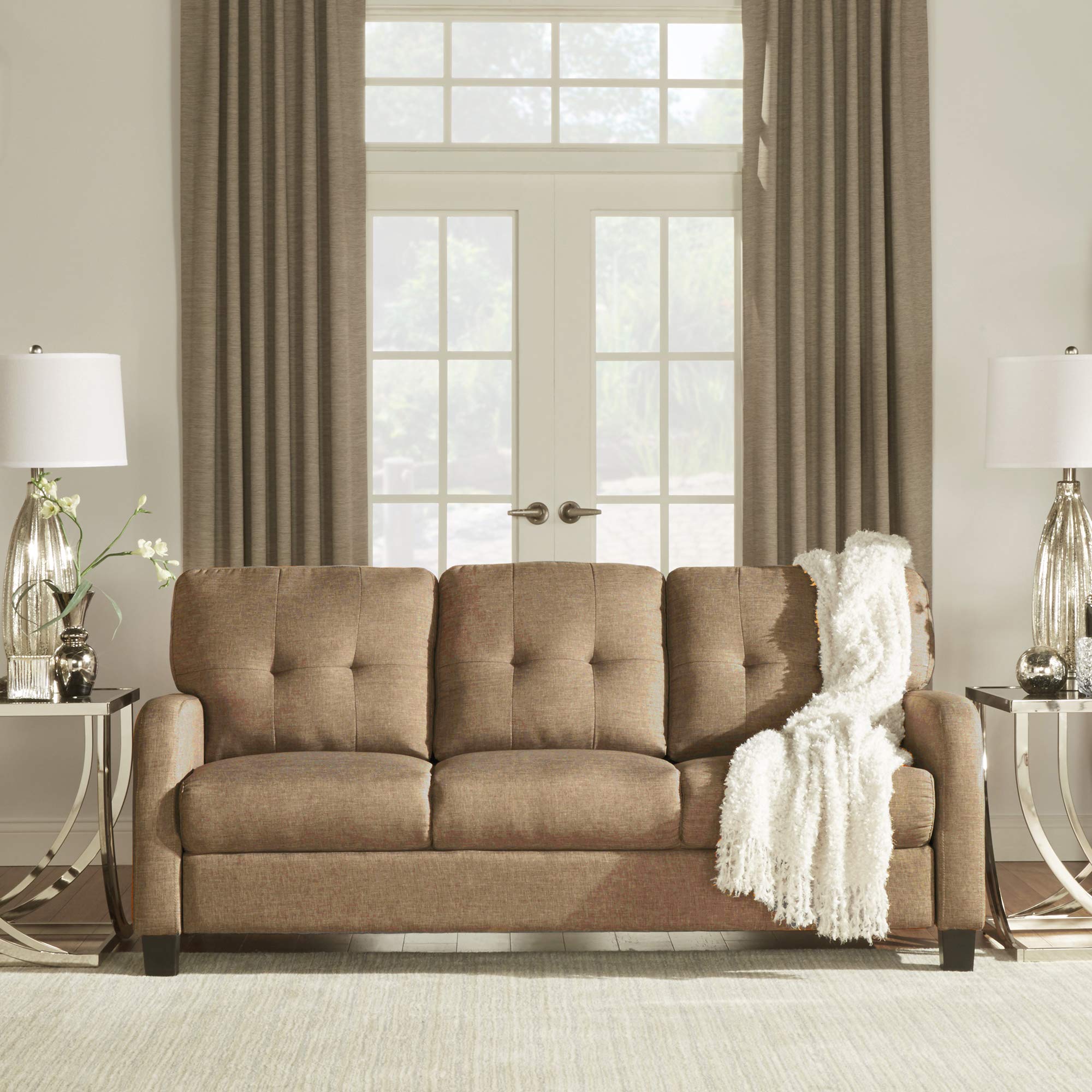 Adorn India Astor 3 Seater Sofa (Camel) (3 Year Warranty)