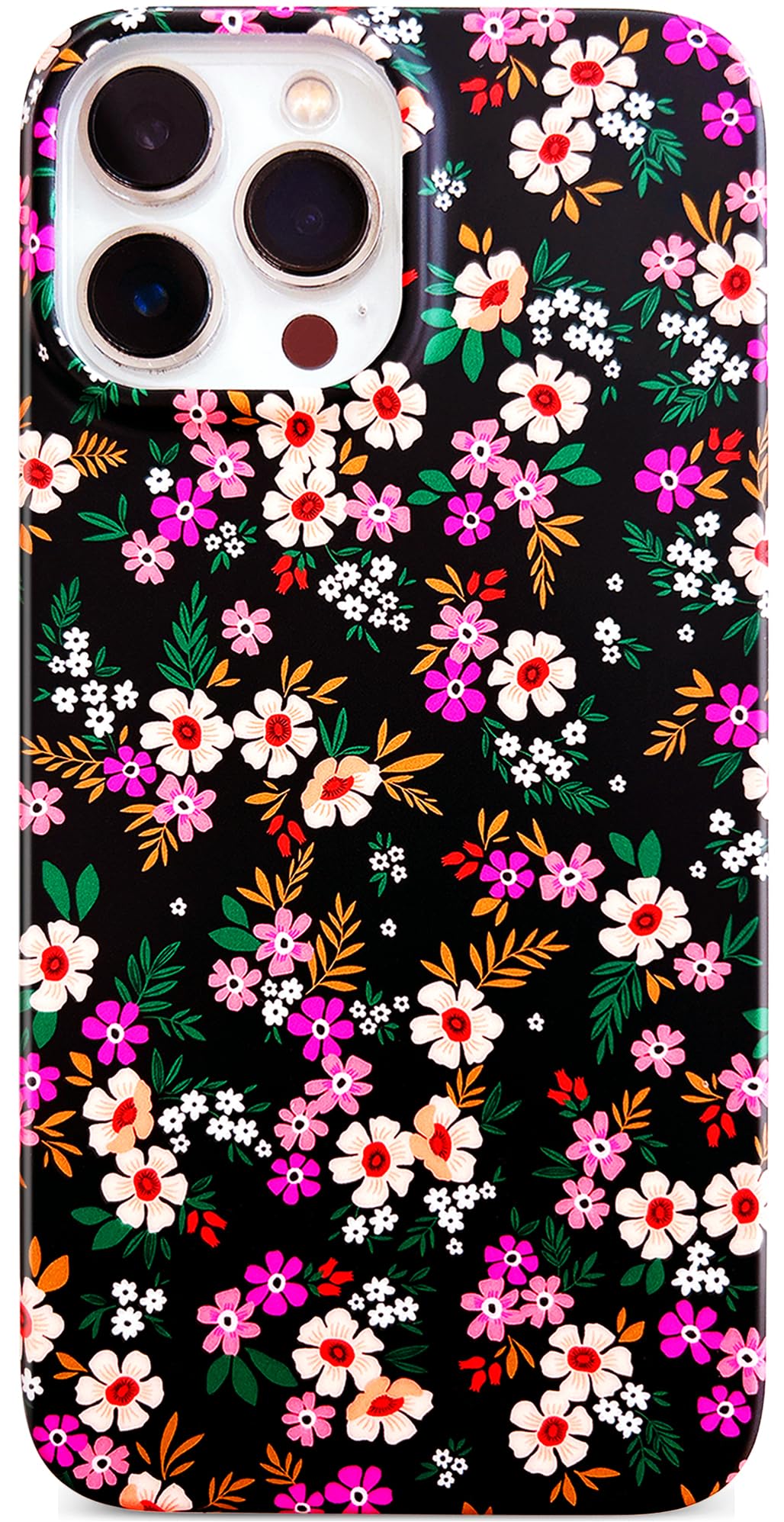 Qokey for iPhone 13 Pro Max Case,Flower Design for Girl Women Cute Floral Pattern Sparkle Crystal Clear Soft Fit Lightweight TPU Anti-Scratch Phone