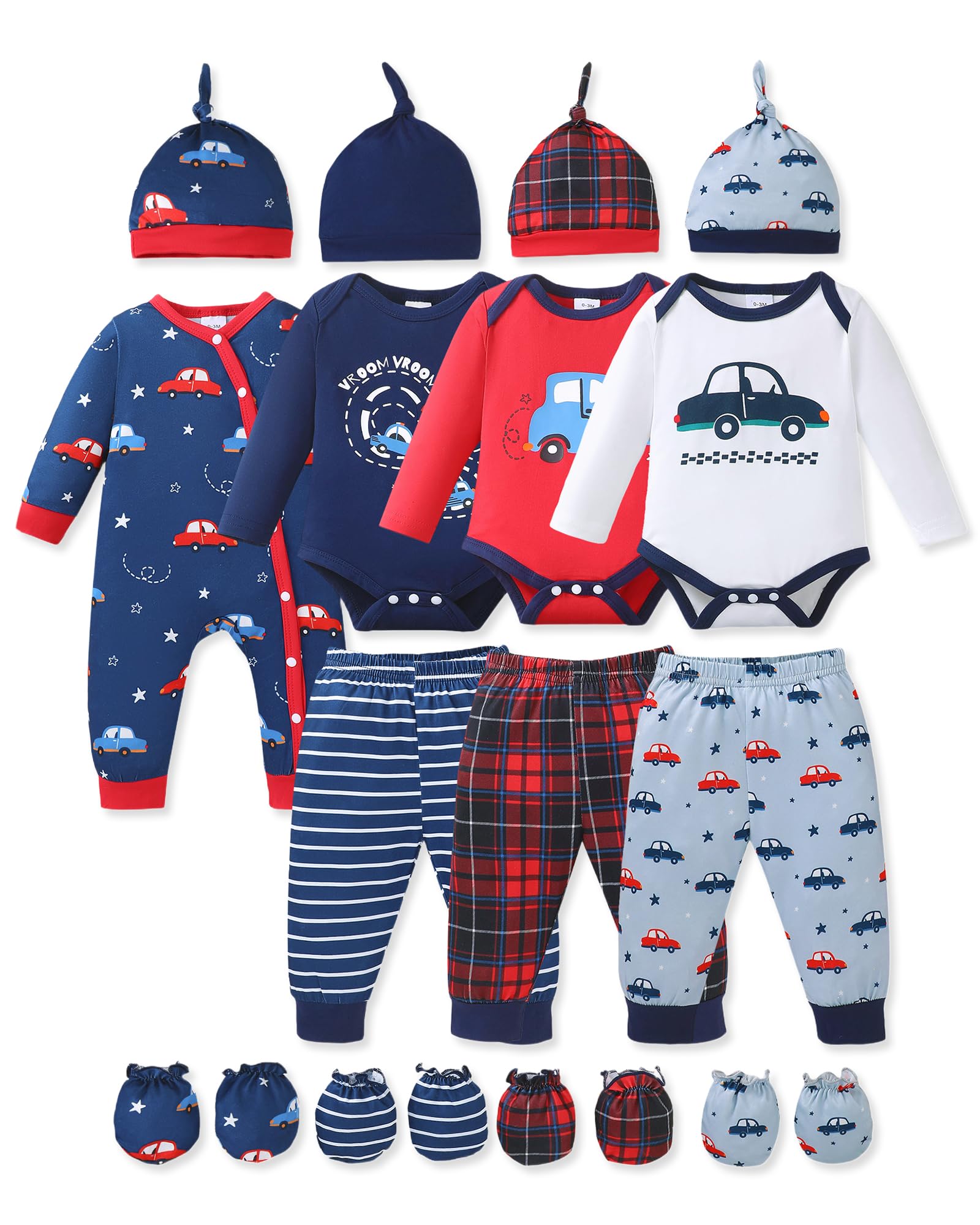 NZRVAWS Preemie Newborn Baby Boy Clothes Infant Clothing Romper Pant Outfits Set Layette Essentials 19 Pieces 0 3 6 12 Months