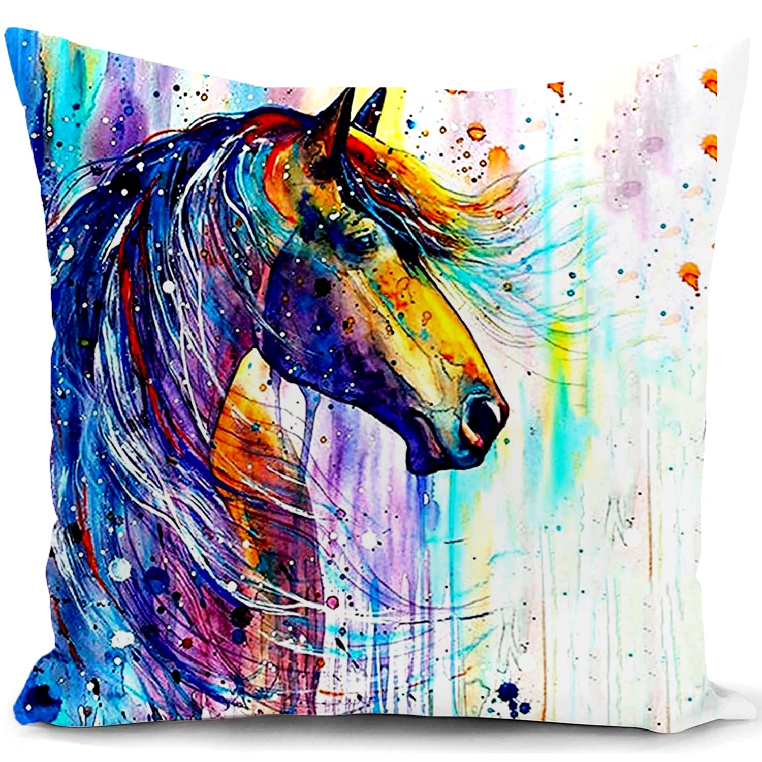 HUASHUZI Cushion Cover Horse Gifts for Girls Women Decorations Throw Pillow Case Decor Home for Livingroom Couch Sofa 18"x18"(45x45cm)