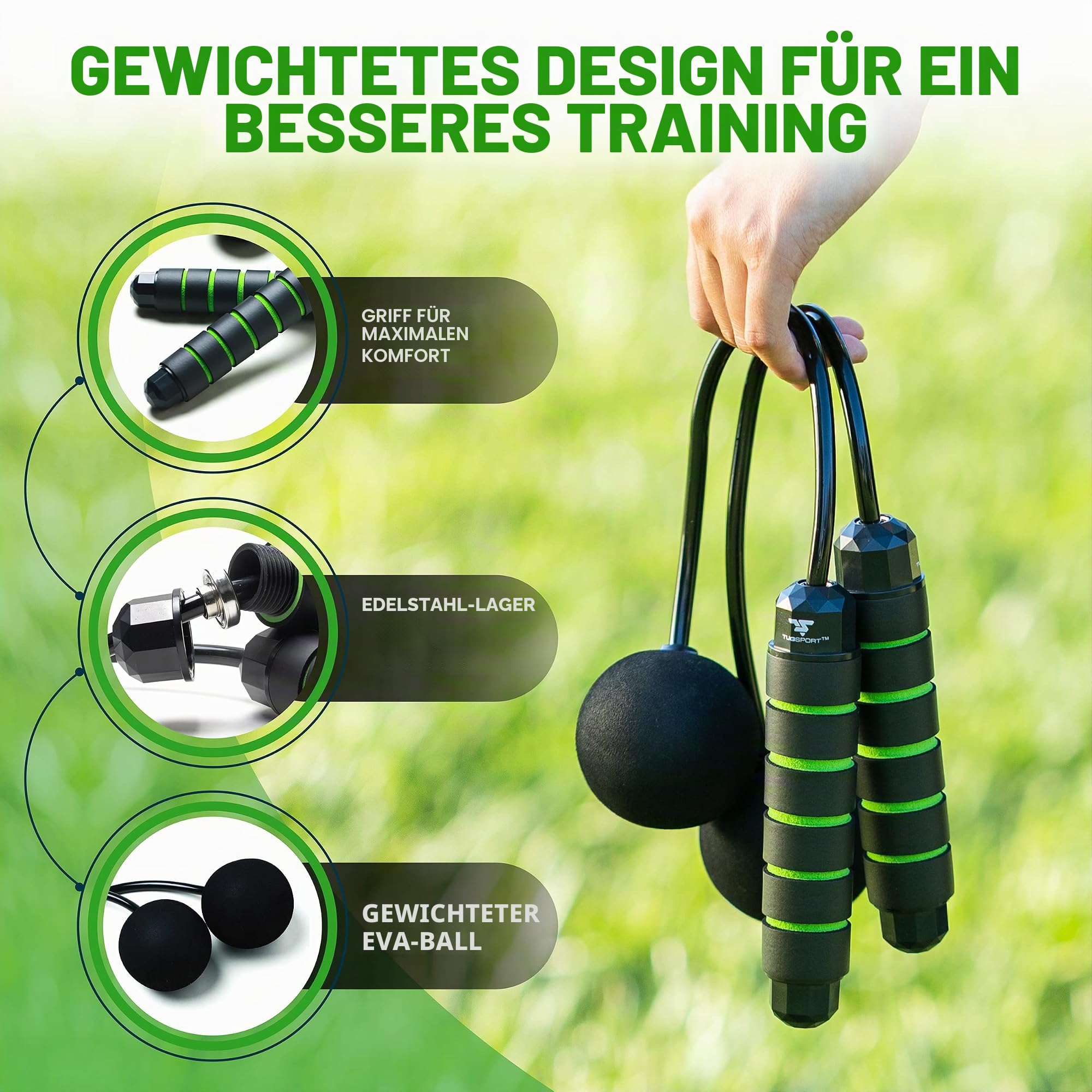 Gewichtetes schnurloses Springseil, verstellbare Länge, Seilloses Springseil für den Strand, eliminiert Papa Bod mit Indoor-Jumprope, ideal für die Verbesserung der Fitness in kleinen Räumen