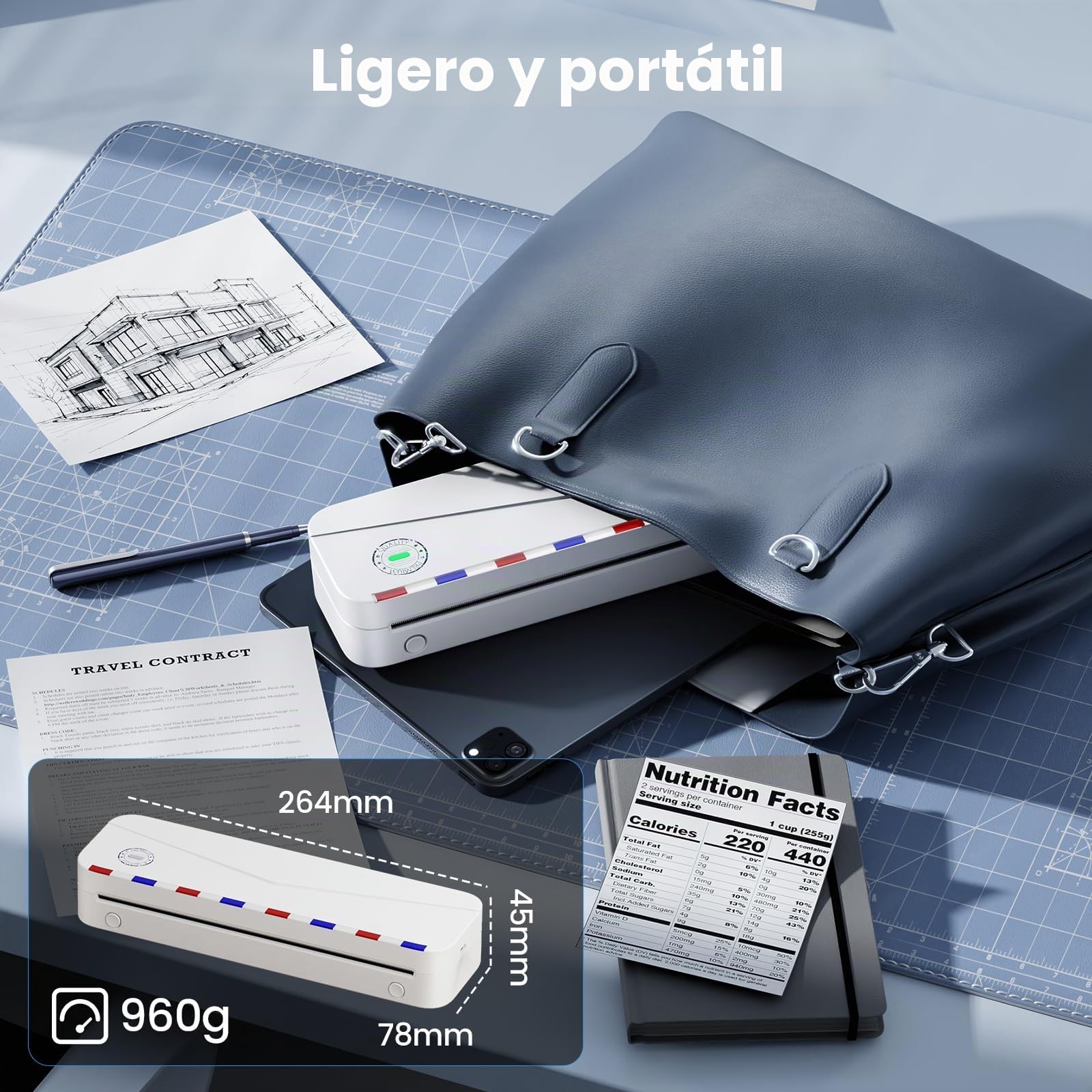 Phomemo M836 Impresora Termica A4, Impresora Sin Tinta Portatil, Conectividad Bluetooth y USB para Viajar, Trabajar y Estar en Casa