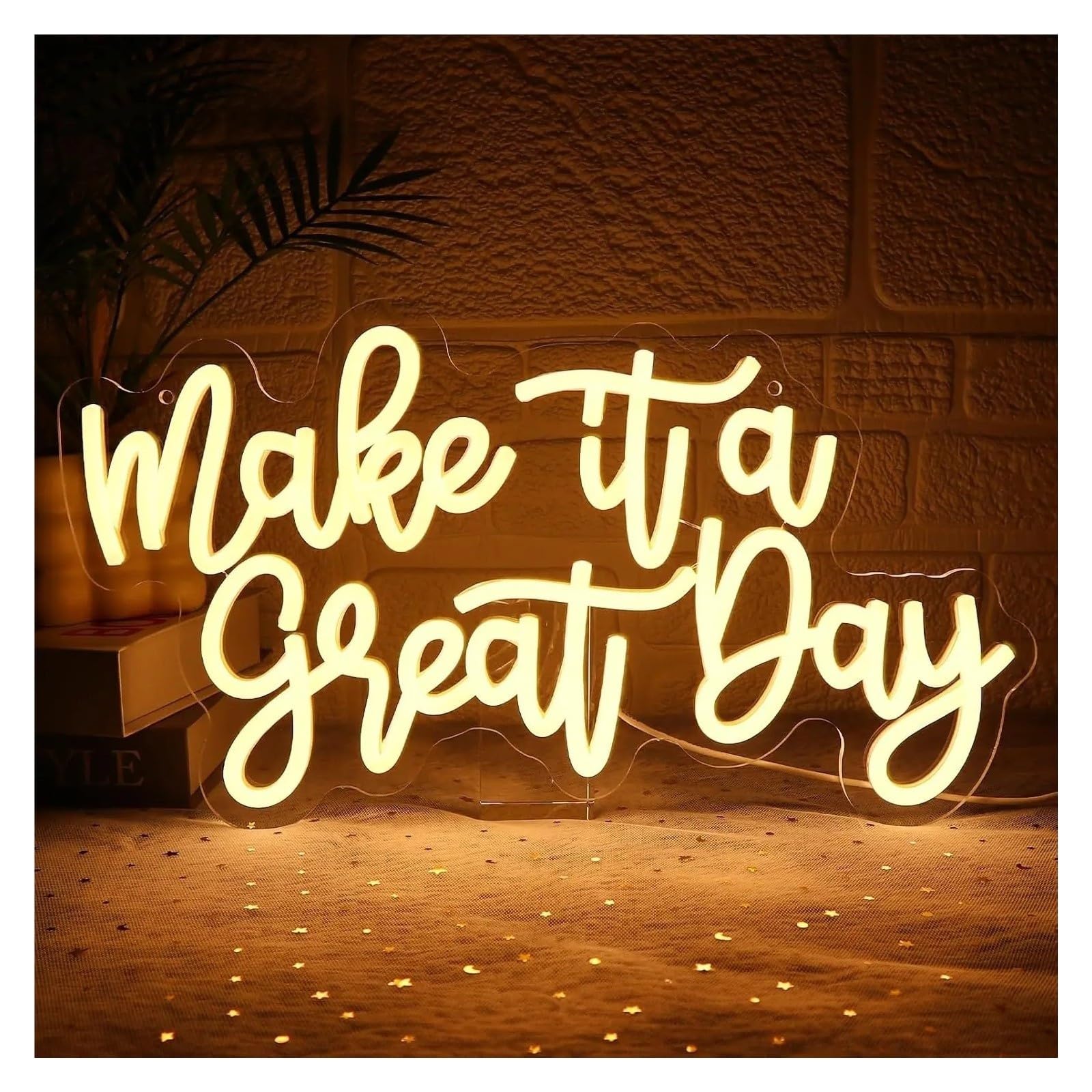 Decoración Lámparas Haz Que Sea Un Gran Día Letrero De Neón LED