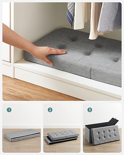 Miniatura 36 de SONGMICS MAZIE Collection - Otomana de almacenamiento de 43 pulgadas, banco de almacenamiento plegable con tapa abatible, capacidad de carga de 660