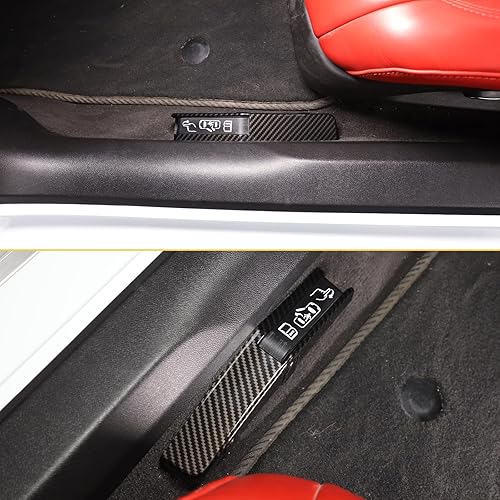 Miniatura 7 de Cubierta de interruptor de apertura forzada para puerta compatible con Chevrolet Corvette C8 2020-2023, plástico ABS patrón de fibra de carbono con