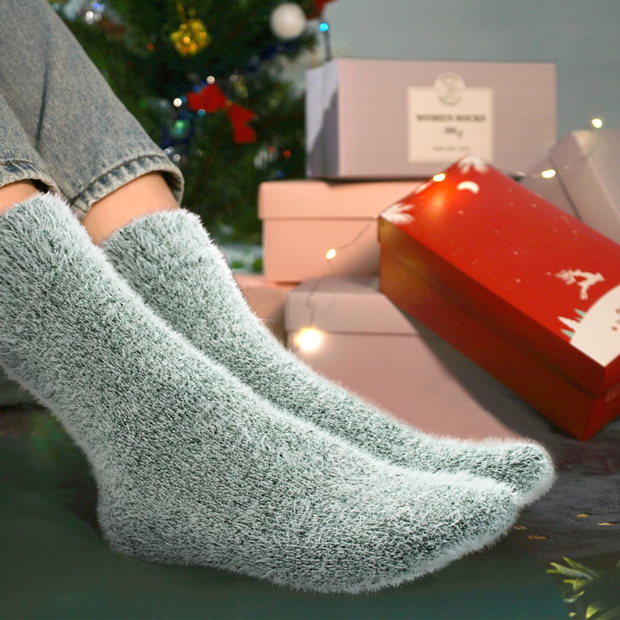 5 pares de calcetines mullidos, suaves y cómodos para mujer, calcetines cómodos para dormir, perfectos y cálidos regalos de invierno para mujer | Calcetines cómodos e informales para dormir en casa o cama, perfectos para el invierno, para esposa, novia o