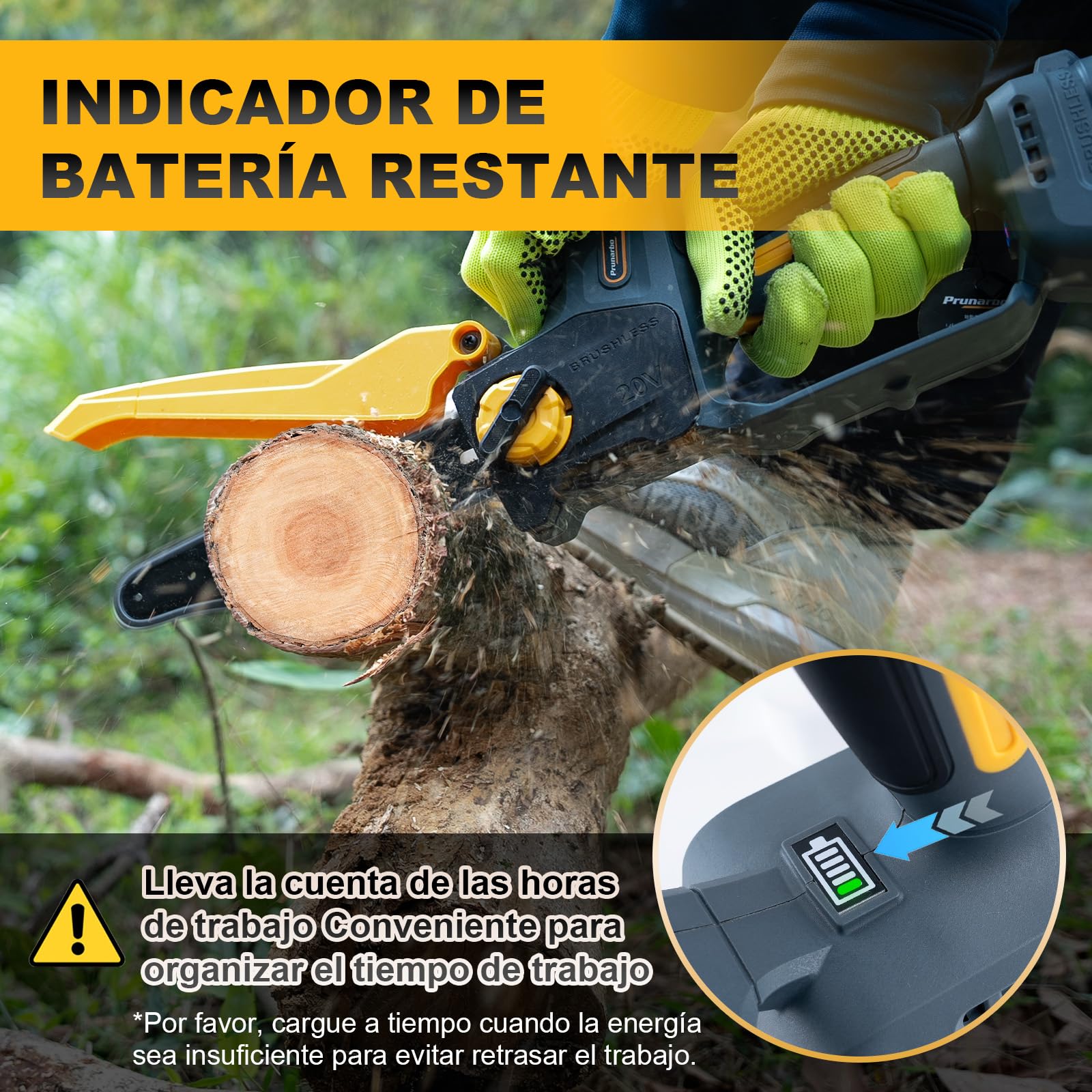 Sierra de Pértiga 2 en 1 con Mini Motosierra de 8 Pulgadas | Motor Sin Escobillas, Engrase Automático, Cabezal Ajustable 180°, Alcance Hasta 2,5 m Con Dos Baterías De 4,0 Ah