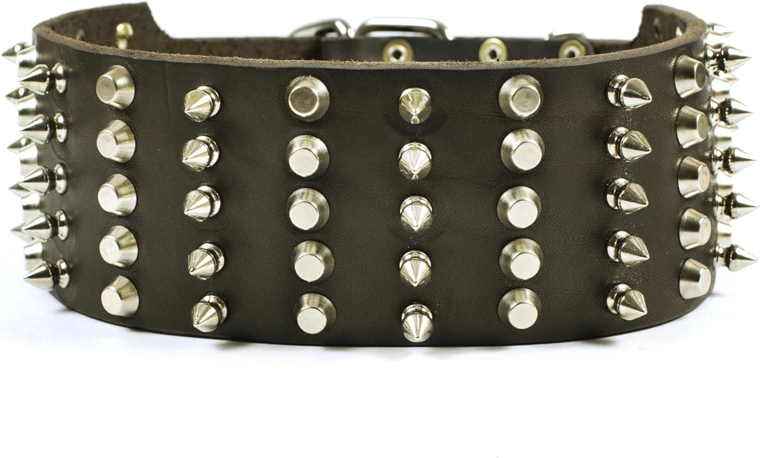 Dean & Tyler Wide Heaven Extra Wide Dog Collar with Nickel Spike and Stud, Brown, Fits Neck Size 18 by 22-Inch