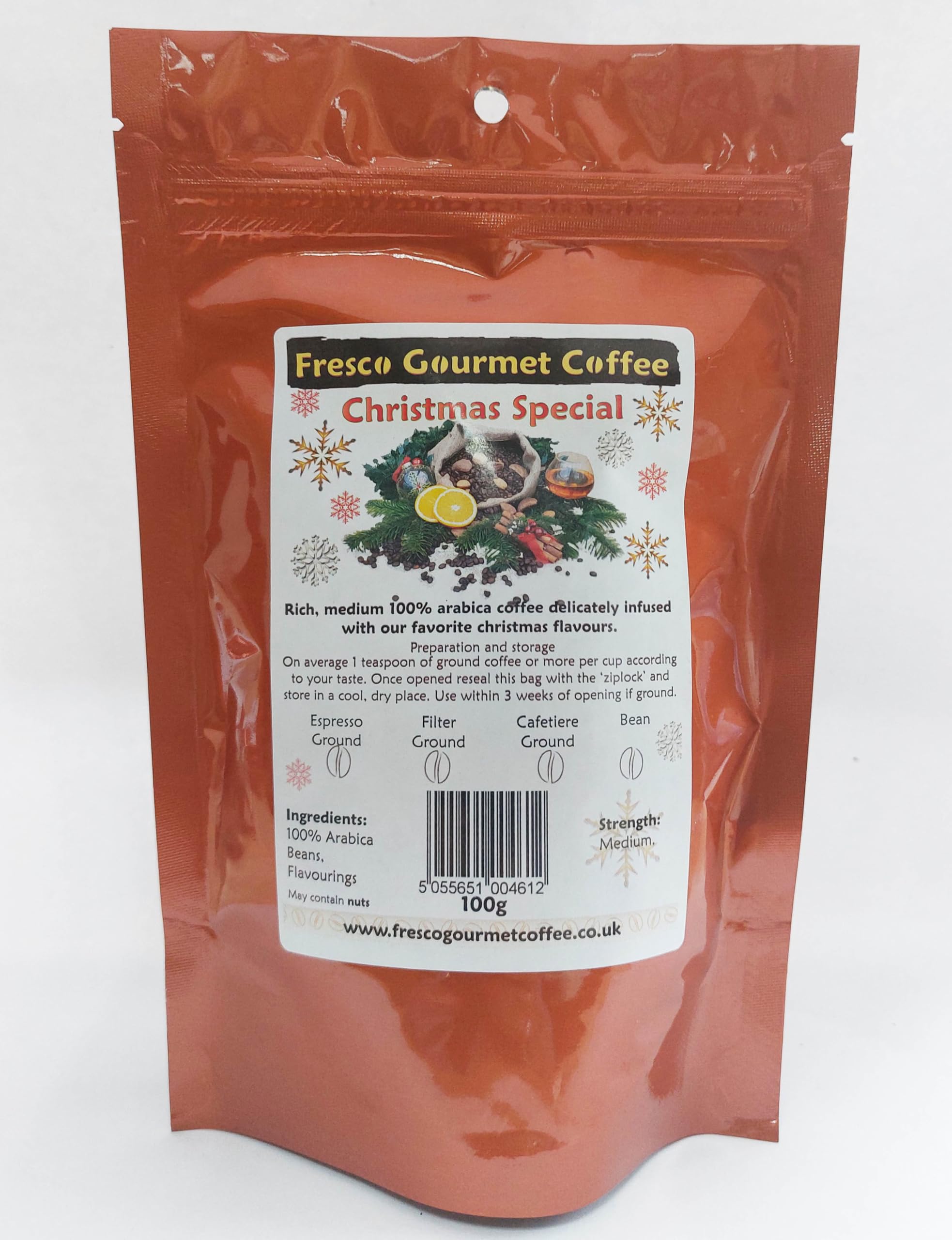 Flavoured Coffee Bean - Christmas Special Ground for Cafetiere,100g
