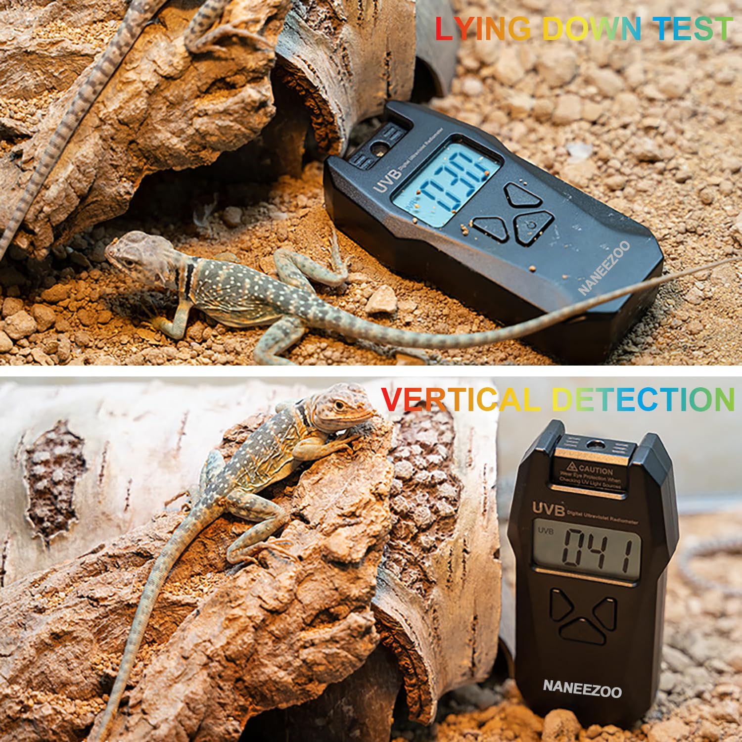 NANEEZOO Medidor de índice UVB para reptiles, radiómetro digital de mano para medir la luz UVB de reptiles en el hábitat del terrario
