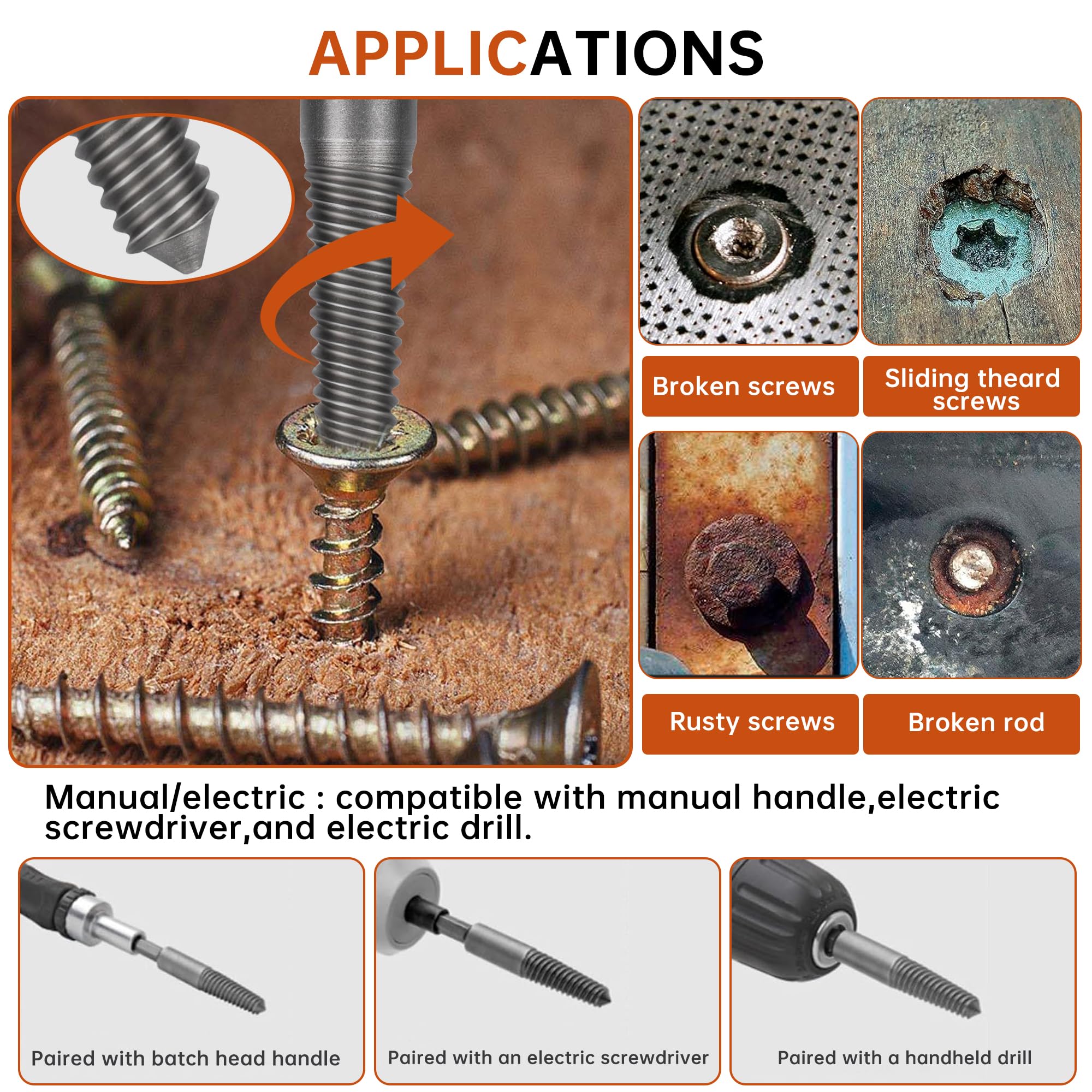Kit Estrattore Viti Spanate Professionale–5pz Estrattori Viti Danneggiate/Bulloni Spezzati, Acciaio Temprato 5-18 mm