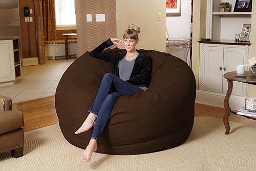 Miniatura 7 de Chill Sack - Puff Puff gigante de espuma viscoelástica de 6 pies. Sofá grande con funda de microfibra suave, color chocolate.