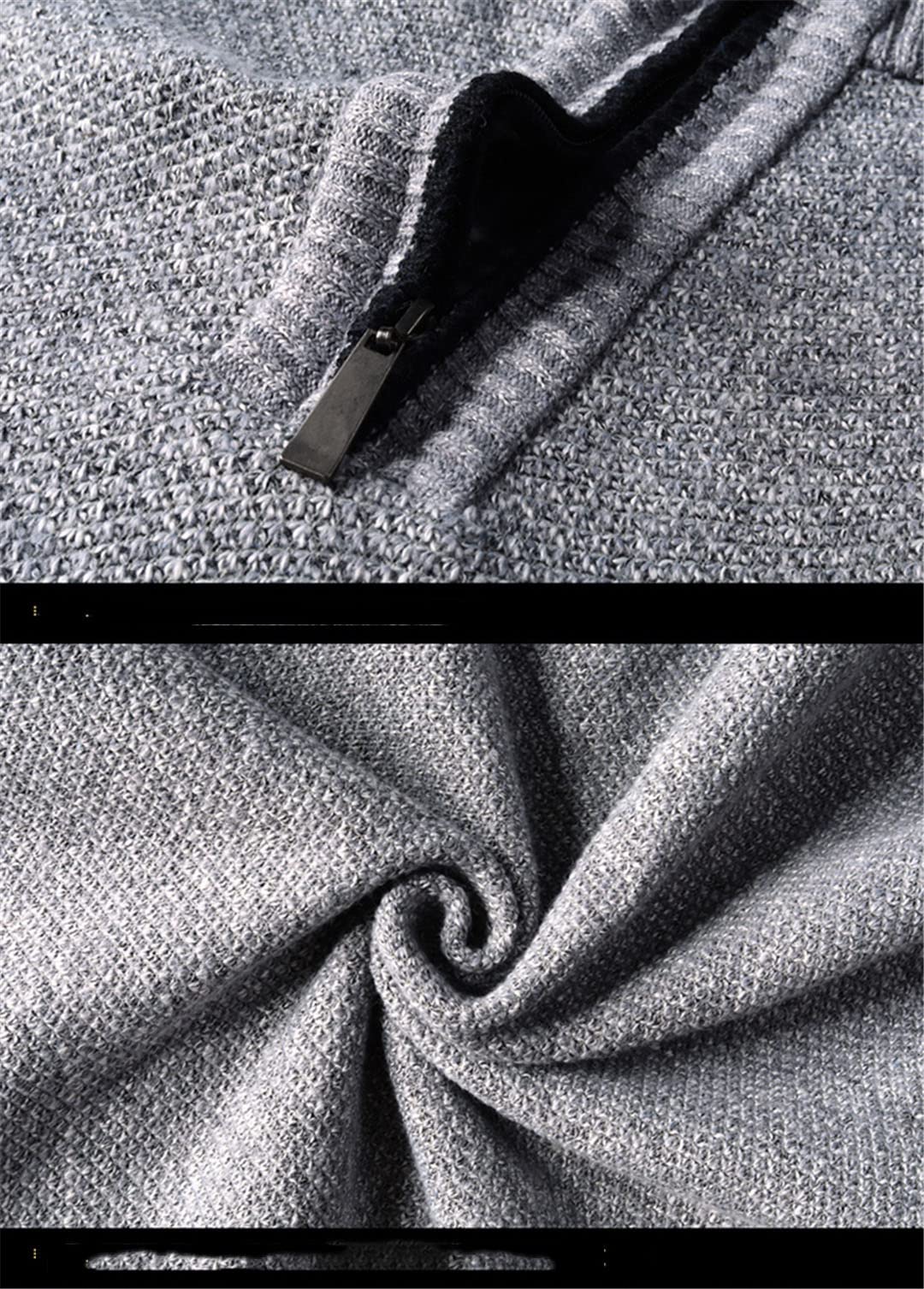 Maglione da uomo a collo alto solido casual slim fit pullover mezza cerniera spessa maglione lavorato a maglia, Blu, M