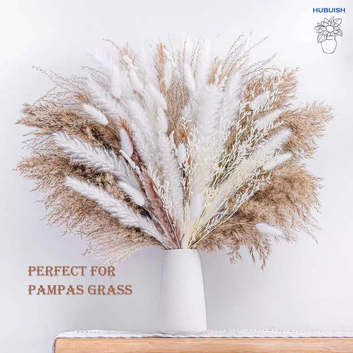 Bright White Vase - 8" Big White Ceramic vase for Flower, Boho Vases for Pampas Grass, Minimalist Modern vases for Home Decor, Table Shelf Living Room Farmhouse Decor - Image 5