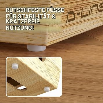 D-Line Bamboo Cable Management Box - Hidden Extension Cables & Wires Large Cable Organiser Box for Home & Office Wooden Cable Organiser for Desk TV & Floor - Natural Finish