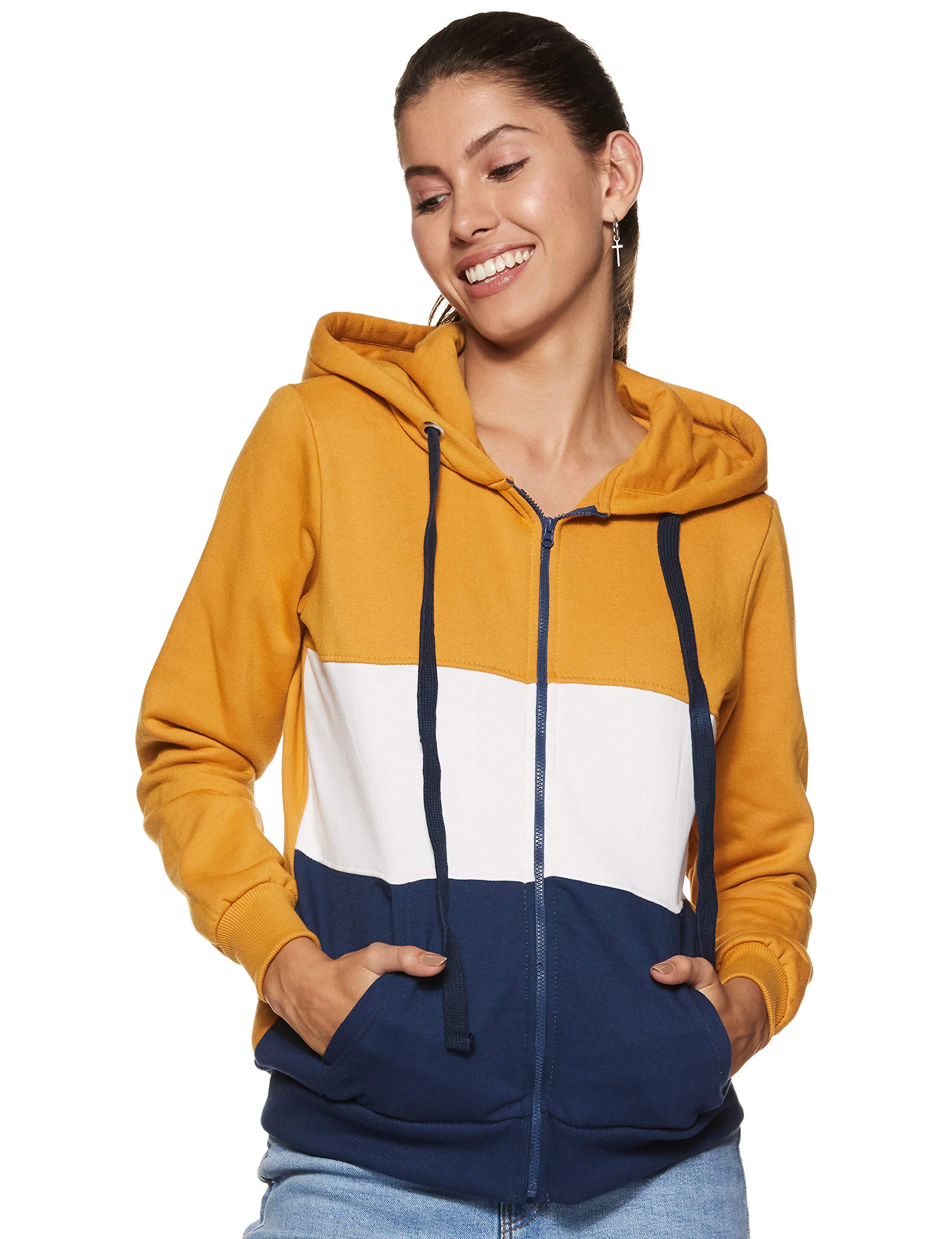 amazon brand - symbol Women's Cotton Blend Hooded Regular Fit Full Zipper Sweatshirt (Pullover)-picture-12
