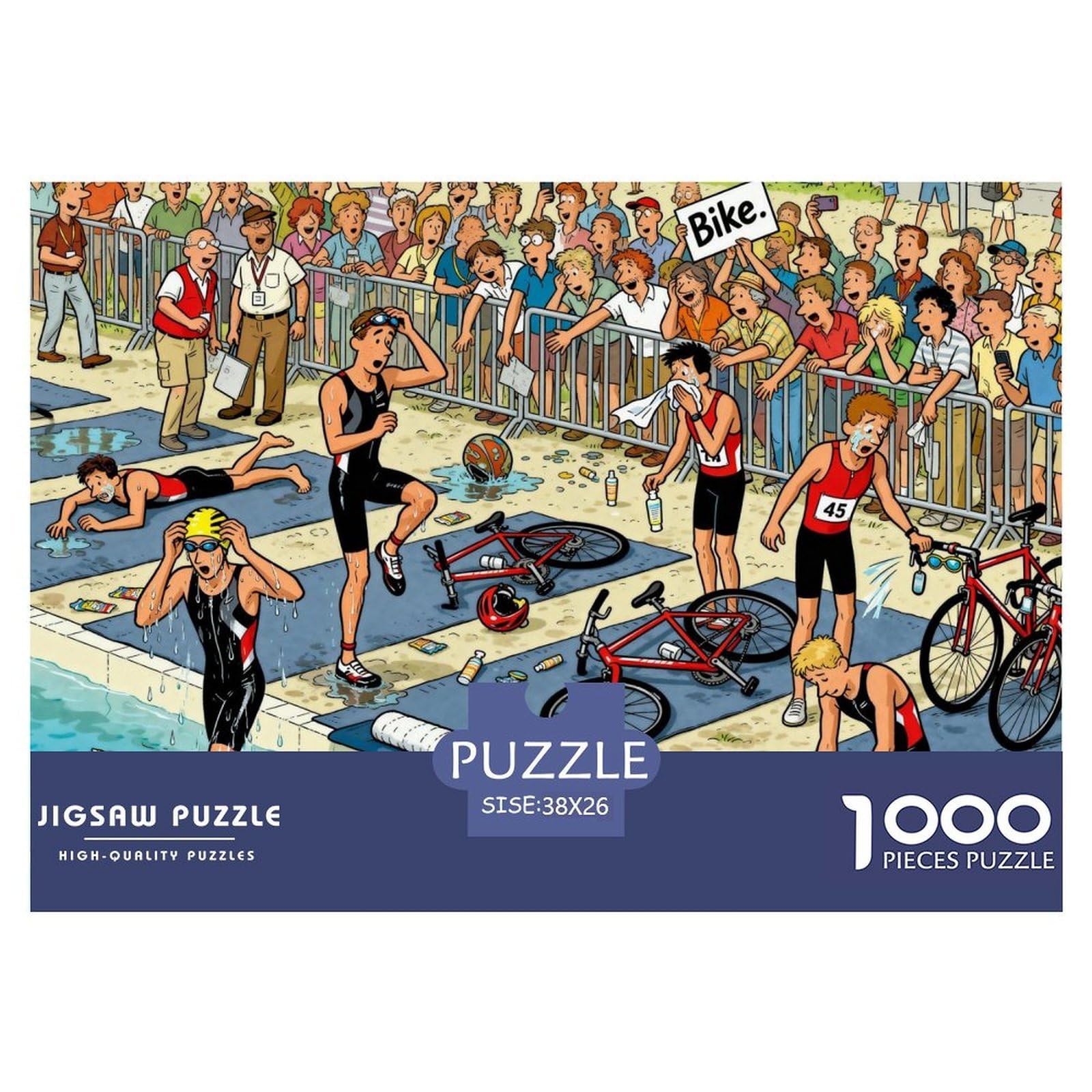 Triathlon Wooden Jigsaw Puzzle Waterproof 1000 Piece Puzzles for Adults Challenging And Brainteasing Educational Games