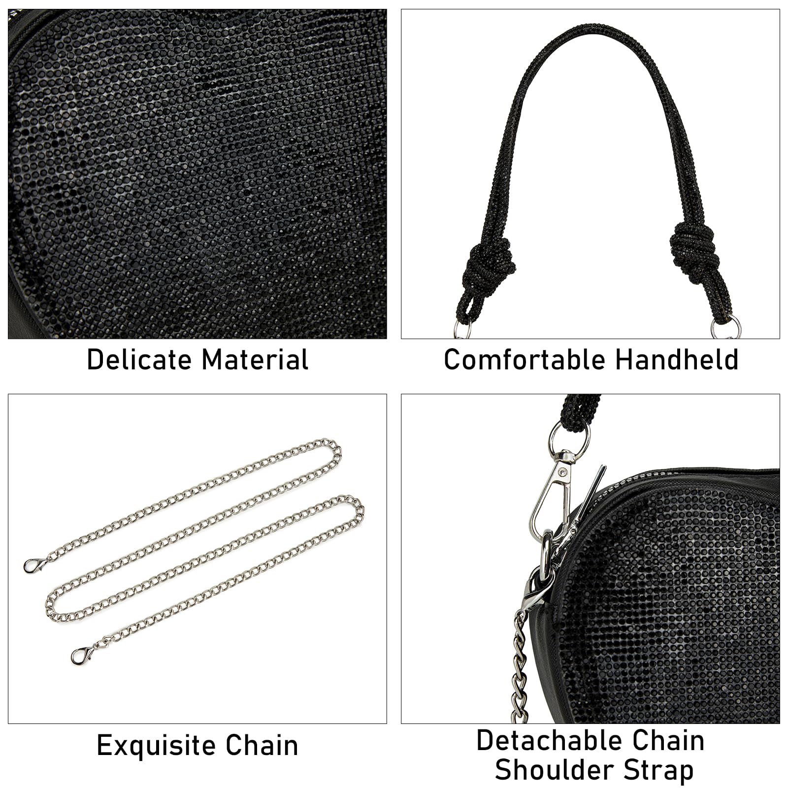 CALLPIONEER Evening Bag for Women, Silver Purse Heart Shaped Purse Crossbody Bags Shoulder Handbag for Formal