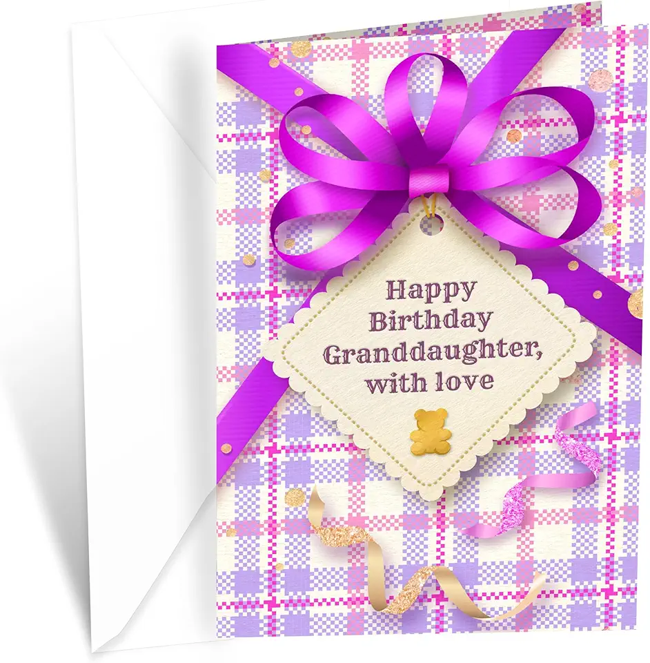 Prime Greetings Happy Birthday Card For Granddaughter, Made in America, Eco-Friendly, Thick Card Stock with Premium Envelope 5in x 7.75in, Packaged in Protective Mailer