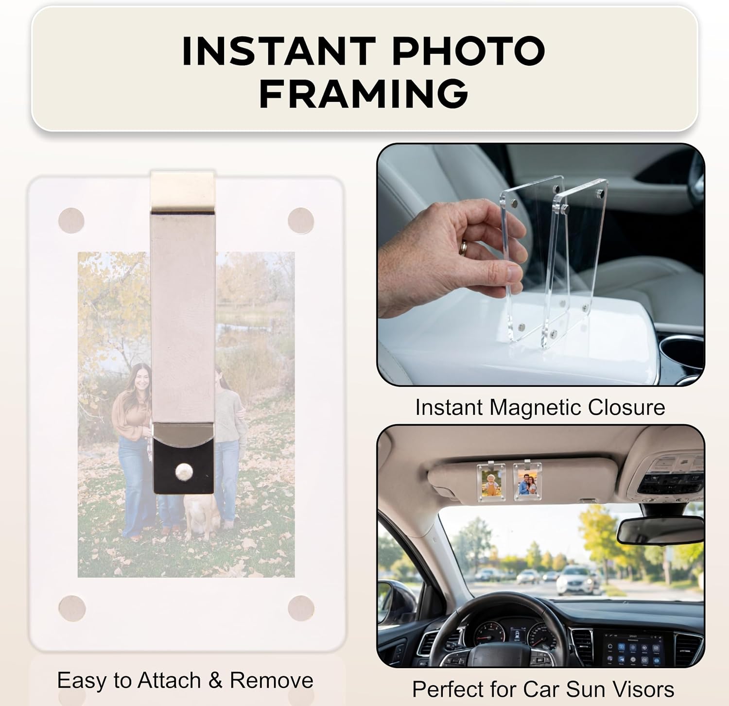 2 Pack Car Picture Holder, Magnetic Acrylic Visor Photo Clip, Transparent image 4