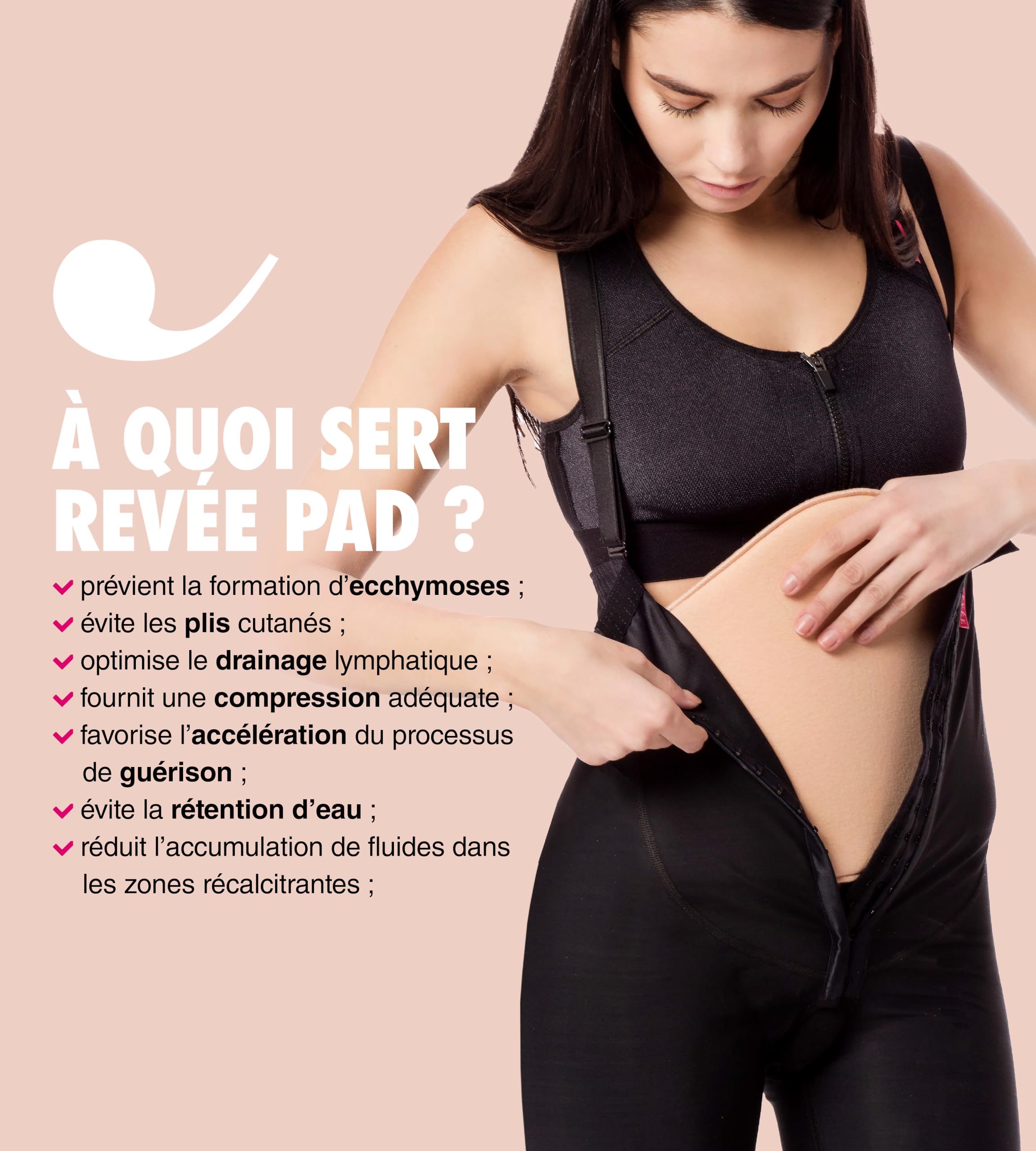 RÉVÉE Pad Coussin à Action Compressif - Coussin sous Gaine Post-Opératoire pour Interventions Abdominoplastie, Liposuccion Abdomen Dos, Lipofilling, Laparocèle, sous Ceinture Post Accouchement